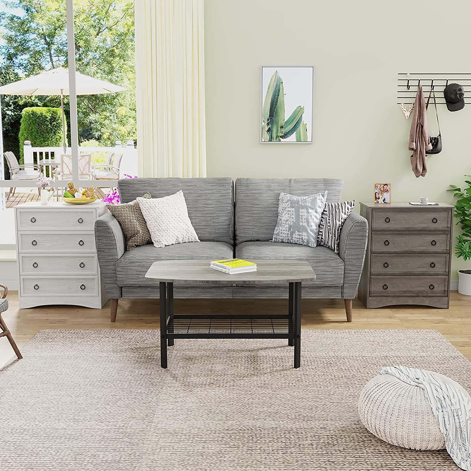 Modern 10 Drawer Dresser, Dressers for Bedroom, Chest of Drawers Closet Organizers and Storage Clothes - Easy Pulls Handle, Textured Borders Living Room, Hallway, Gray