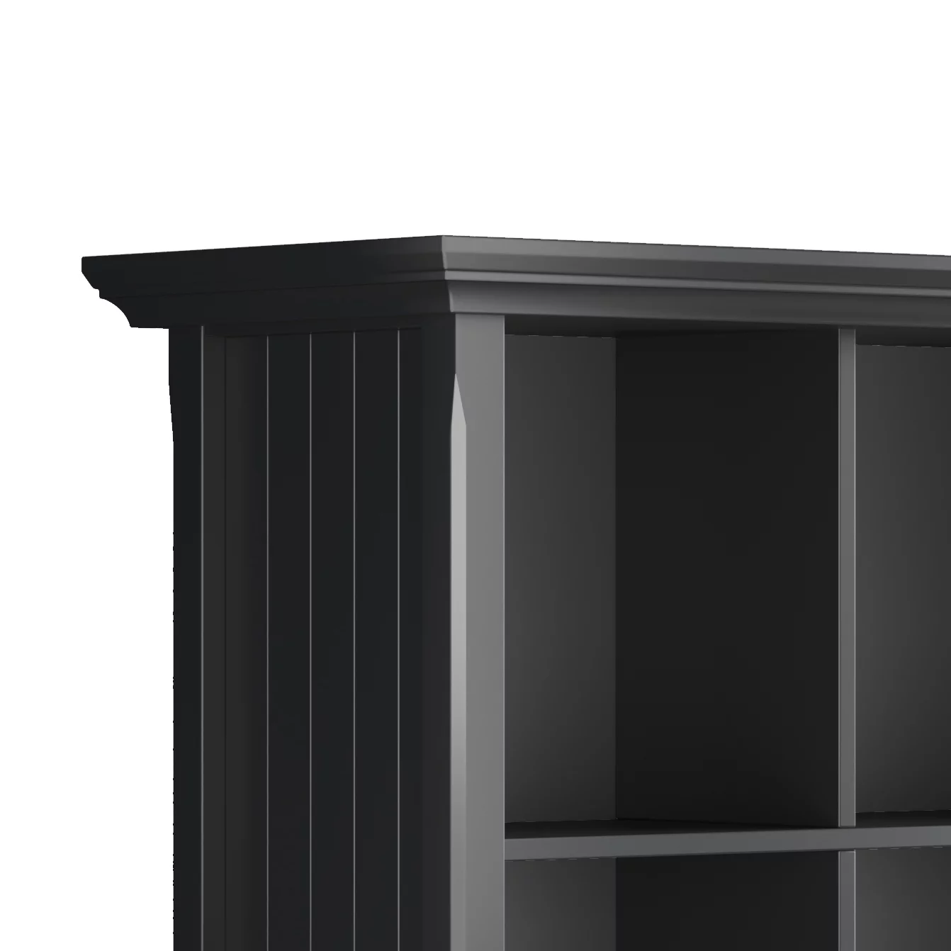 Simpli Home Acadian Solid Wood 48 inch x 57 inch Transitional 12 Cube Storage in Black