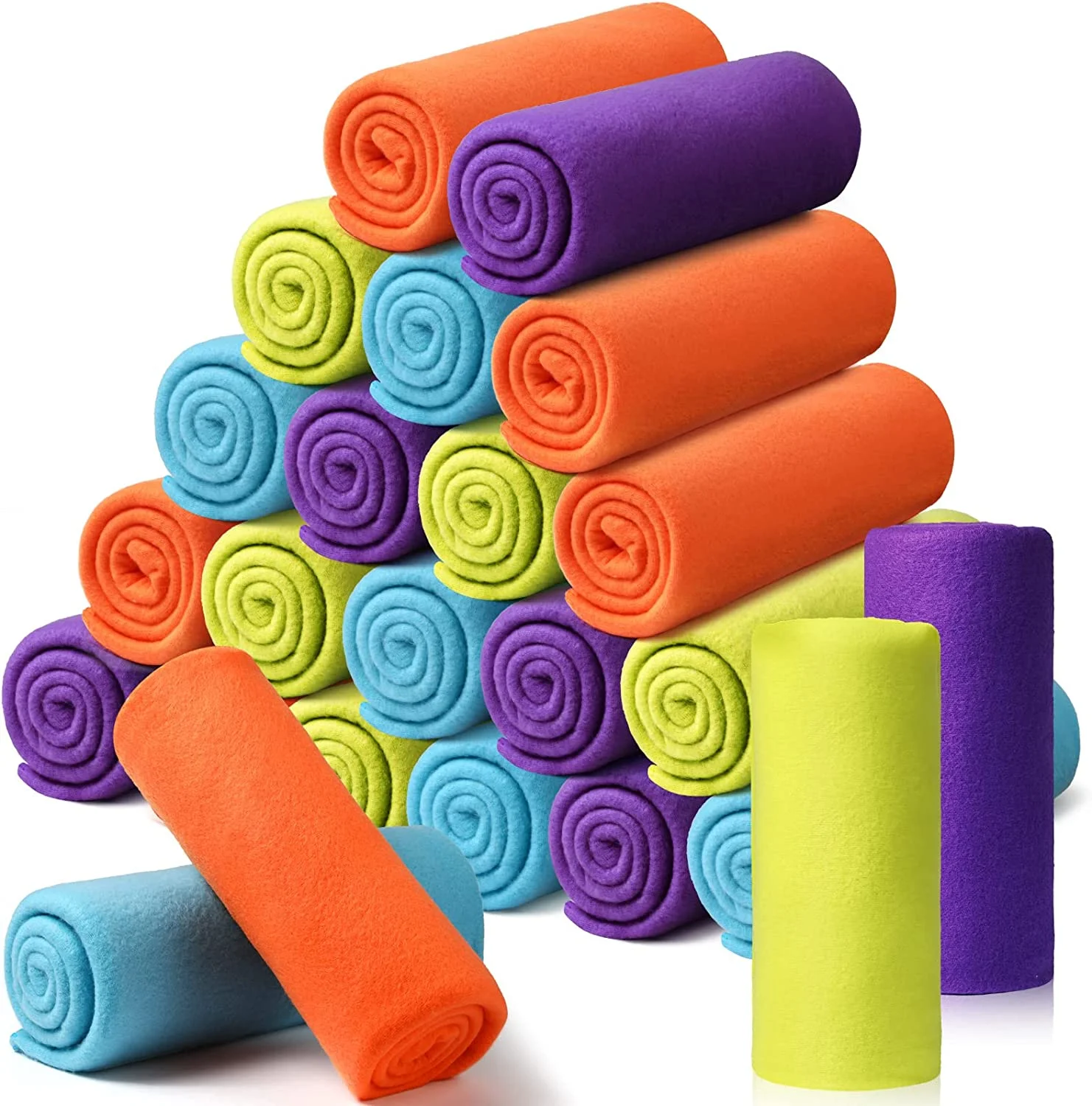 24 Packs Fleece Throw Blanket Soft Lightweight Fleece Blanket Warm Cozy Throw Bulk Blanket for Bed Couch Sofa Home Office Wedding Gifts Suitable for Seasons  50 x 60 Inches (Bright Color)