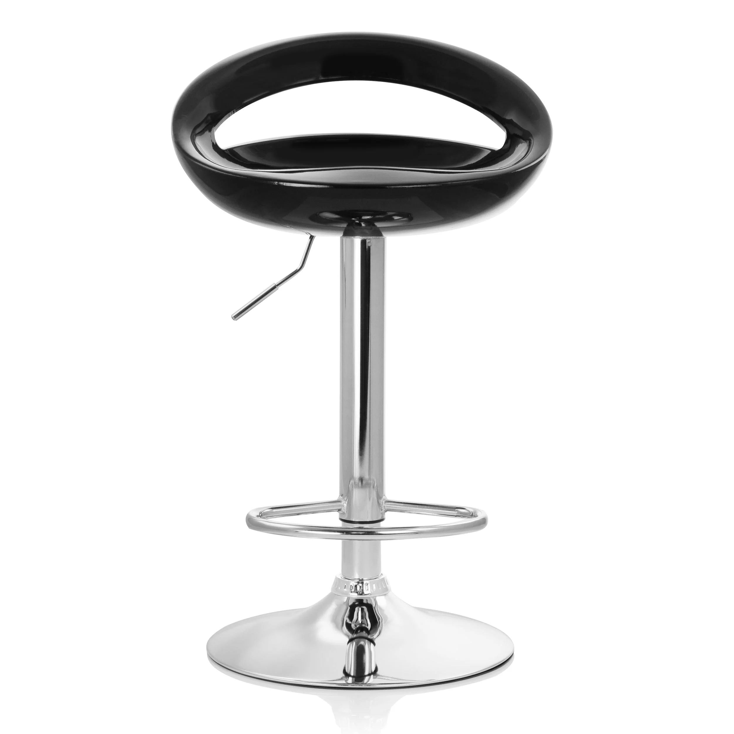 Elama Bar Stool with Adjustable Height & Swivel, Black and Chrome, Set of 2
