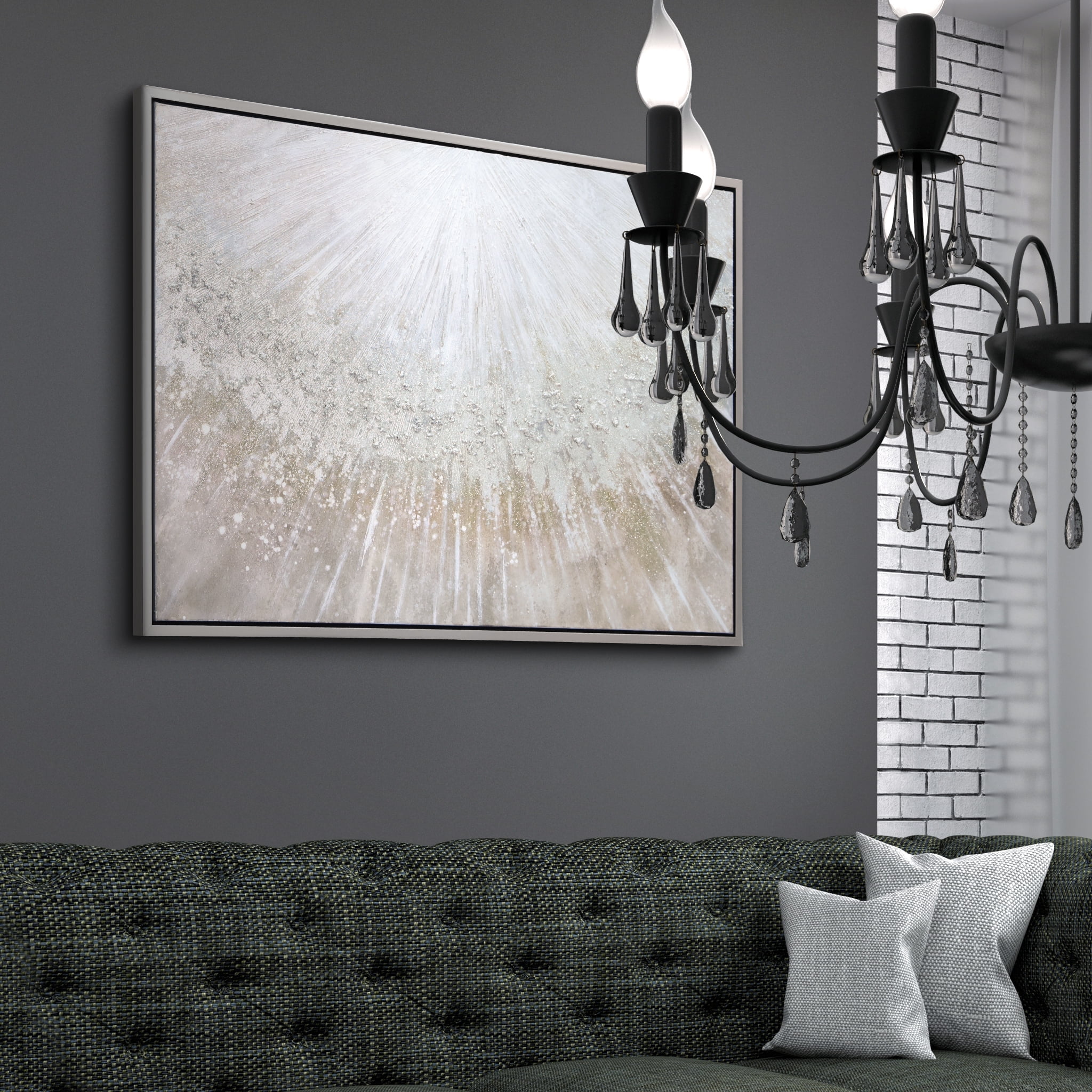 Empire Art Direct Silver Pellets Textured Metallic Hand Painted Framed Wall Art, 32“ x 48