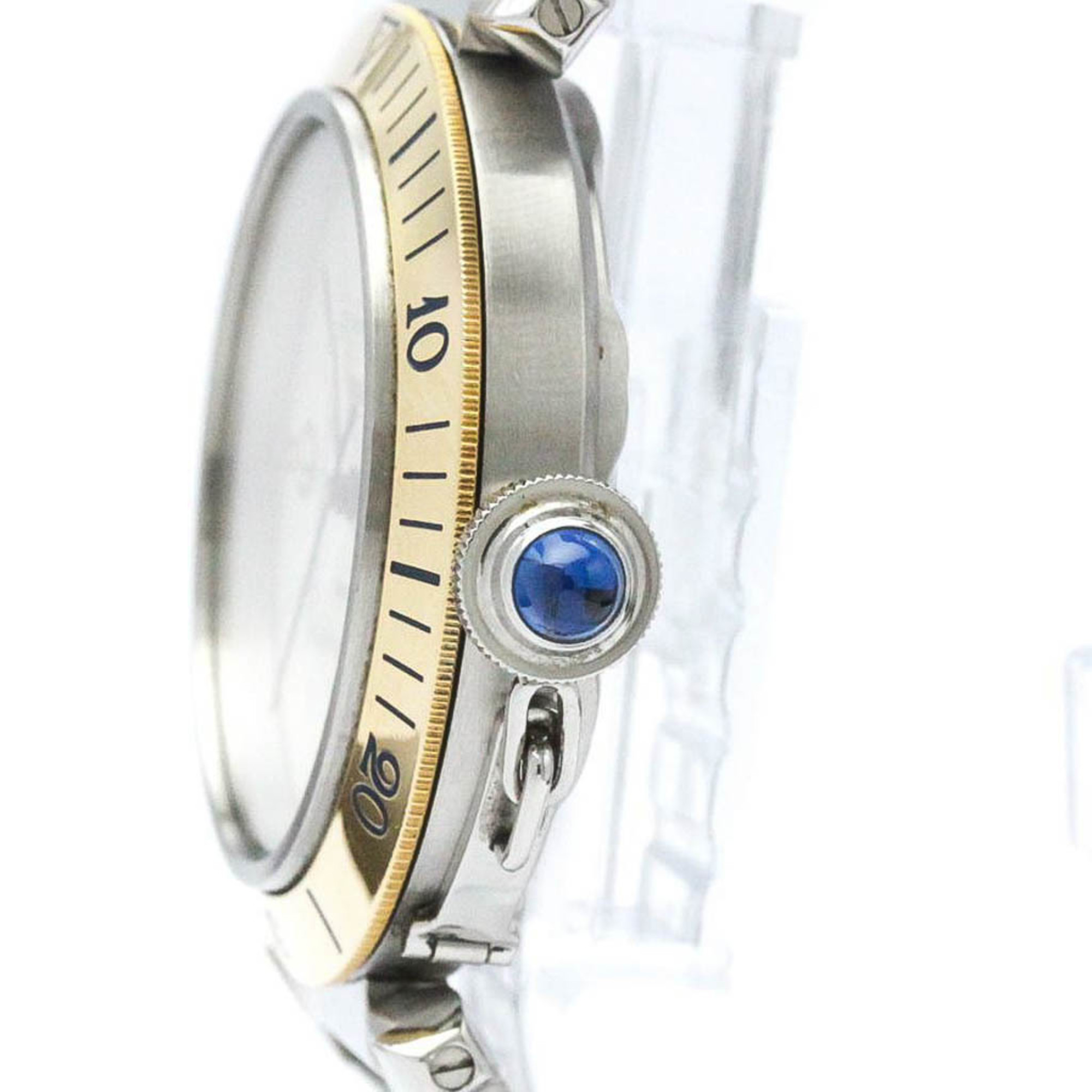 Pre-Owned Polished CARTIER Pasha 38 18K Gold Steel Automatic Mens Watch W31035T6 BF571264 (Good)