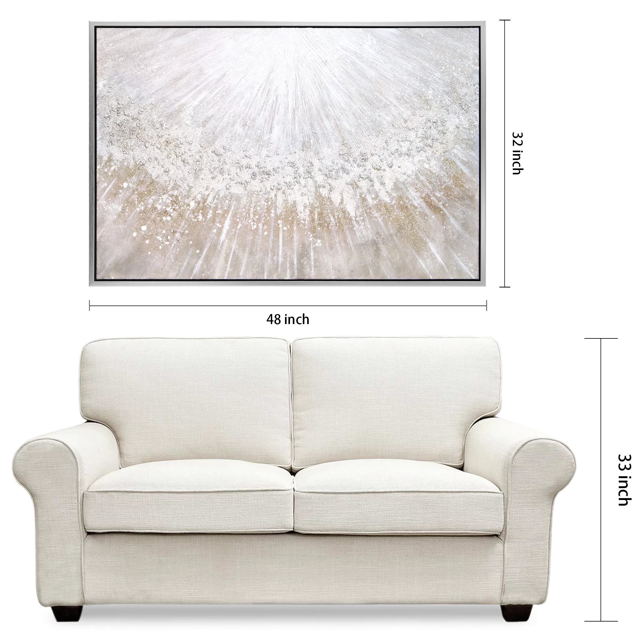 Empire Art Direct Silver Pellets Textured Metallic Hand Painted Framed Wall Art, 32“ x 48