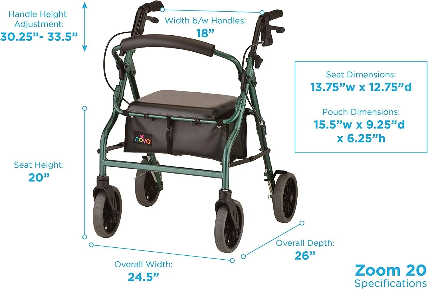 NOVA Medical Products Zoom Rollator Walker