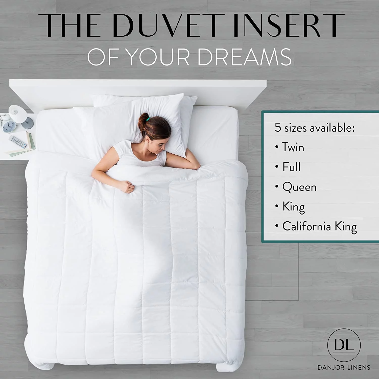 Danjor Linens Duvet Insert - Comforter for Full Size Bed - Microfiber, White