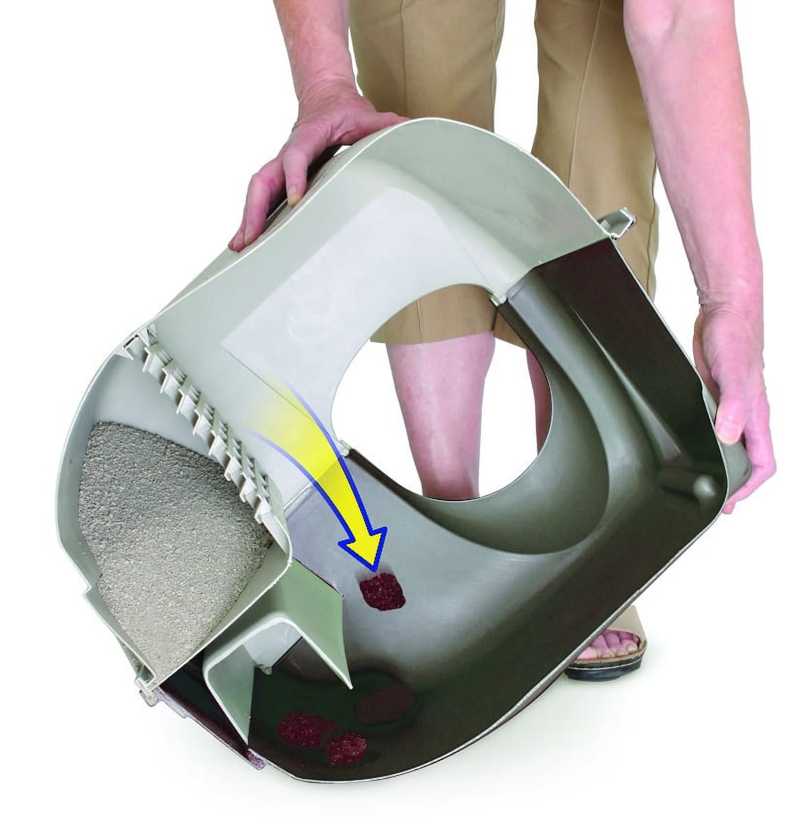 Omega Paw Roll’n Clean Self Cleaning Litter Box with Slide-Out Tray and Durable Construction (Regular, Brown)