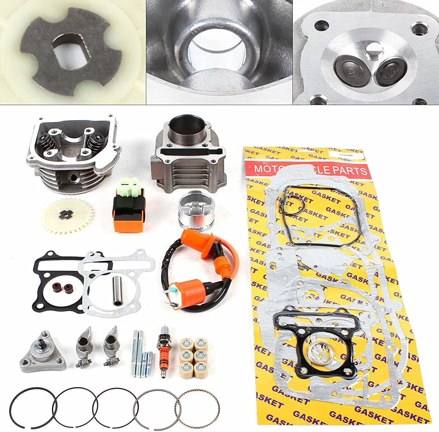 Fichiouy 50mm Big Bore Cylinder Kit With Assembled Head for 139QMB and 1P39QMB /GY6 50cc 4 Stroke Chinese Scooters