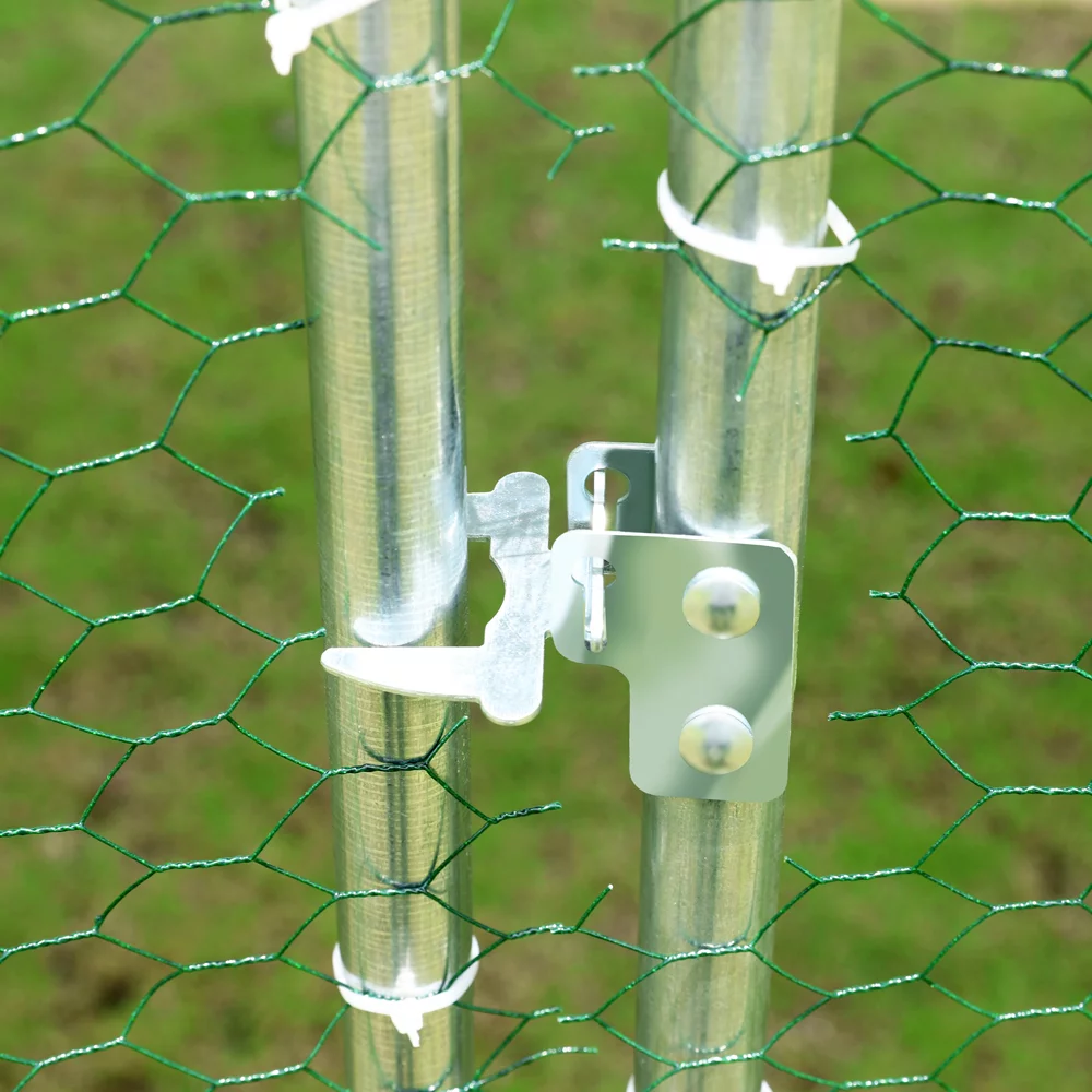 Large Metal Chicken Coop for Outdoor, Hen Run House for 10 Chicken, Walkin Poultry Cage, Dog Kennel for Outdoor,Backyard and Farm, with Waterproof and Anti-Ultraviolet Cover( 9.2'W x 6.2'L x 6.5'H )