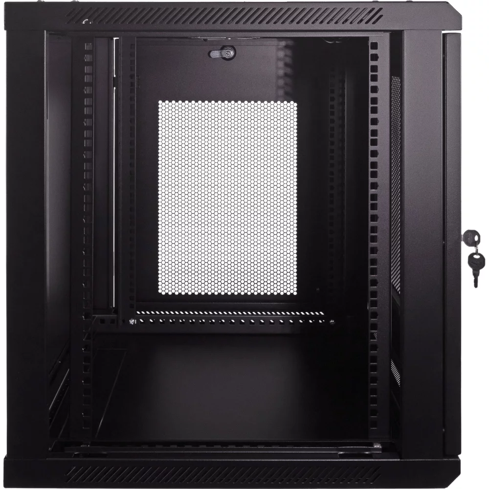 NavePoint 12U Server Rack Enclosure - 23.6” Deep, 12U Wall Mount Network Cabinet with Locking Perforated Door, 19” IT Equipment Compatible, 12U Network Rack, Removable Side Panels, Black