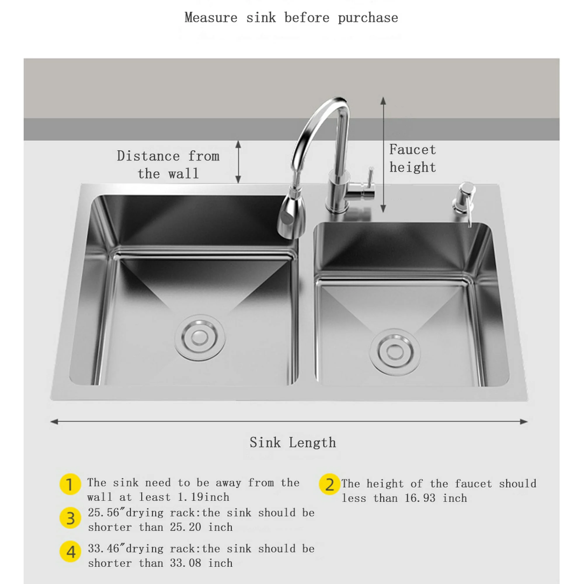 Over The Sink Dish Drying Rack, Large Stainless Steel Drainage Rack 2 Tier Dish Drainer Kitchen Count Organization and Storage 33.4 Inch