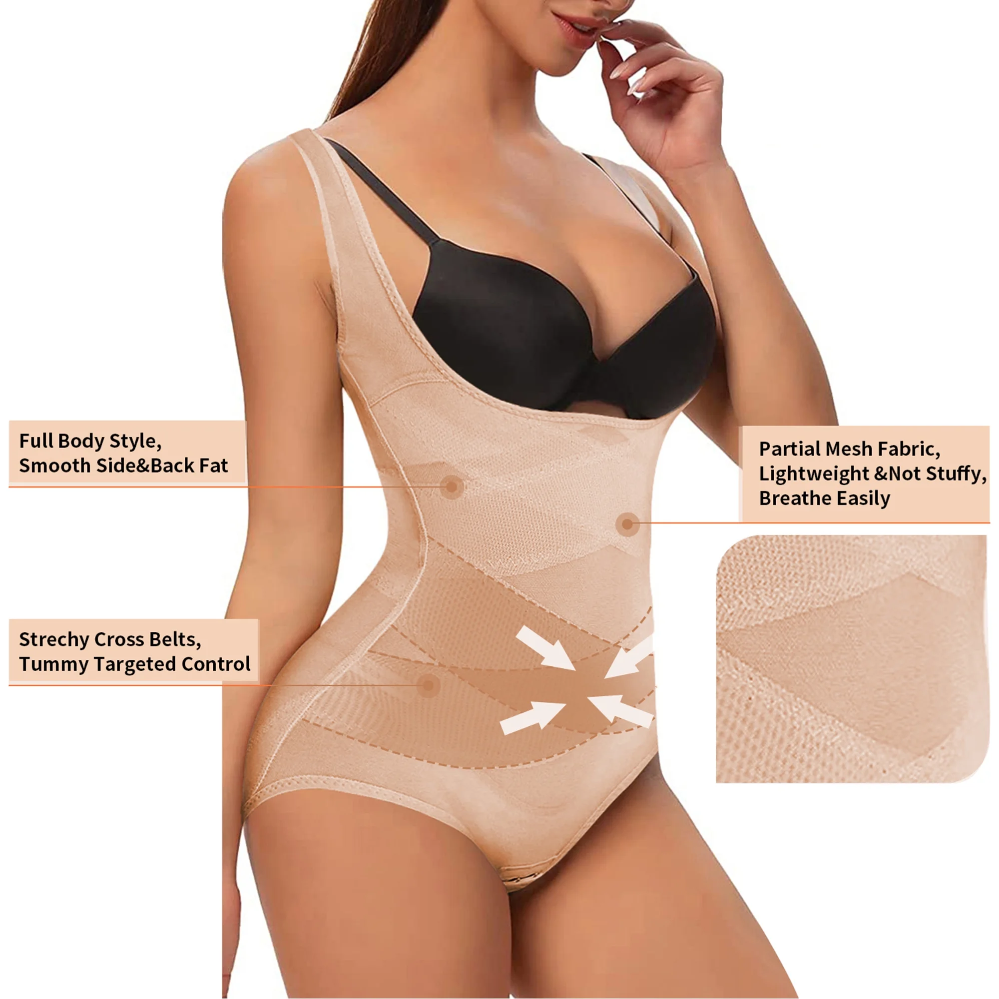 COMFREE Women's Waist Trainer Shapewear Full Body Shaper Tummy Control Faja Compression Corset Bodusuit Girdles Slim