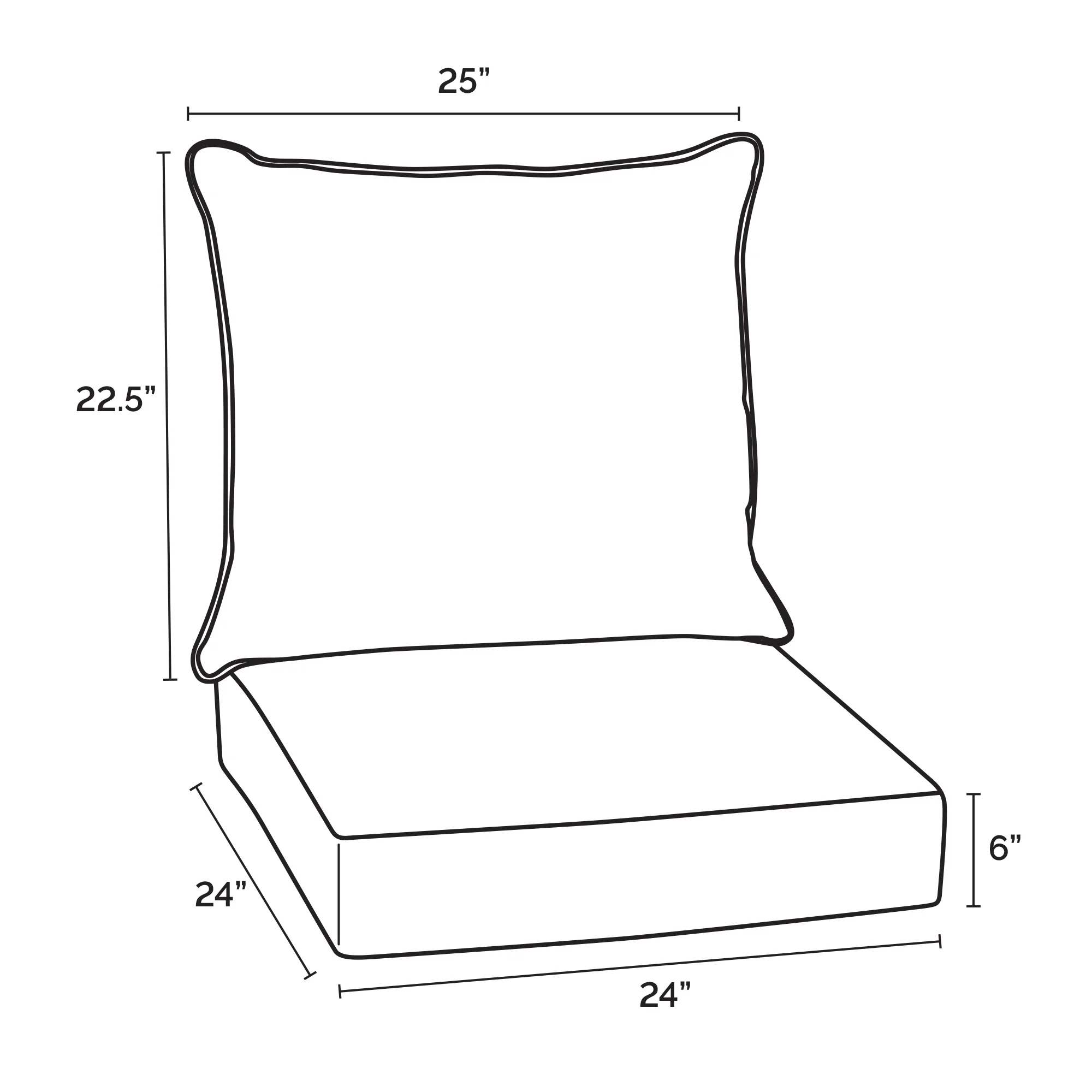 Arden Selections Oceantex Outdoor Deep Seating Cushion Set 24 x 24, Ocean Blue