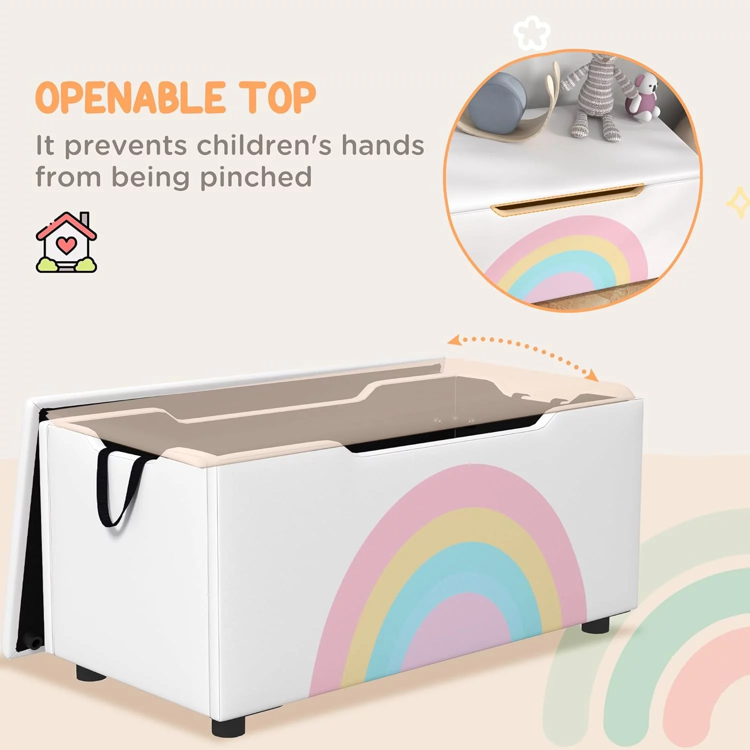 NLIBOOMLife Toy Box Chest  Lightweight Toy Organizer with   Top Lid  and Side Handles for Nursery Room  Playroom  Bedroom  Aged 3-8 Years Old  29.5" x 14.5" x 15"  White