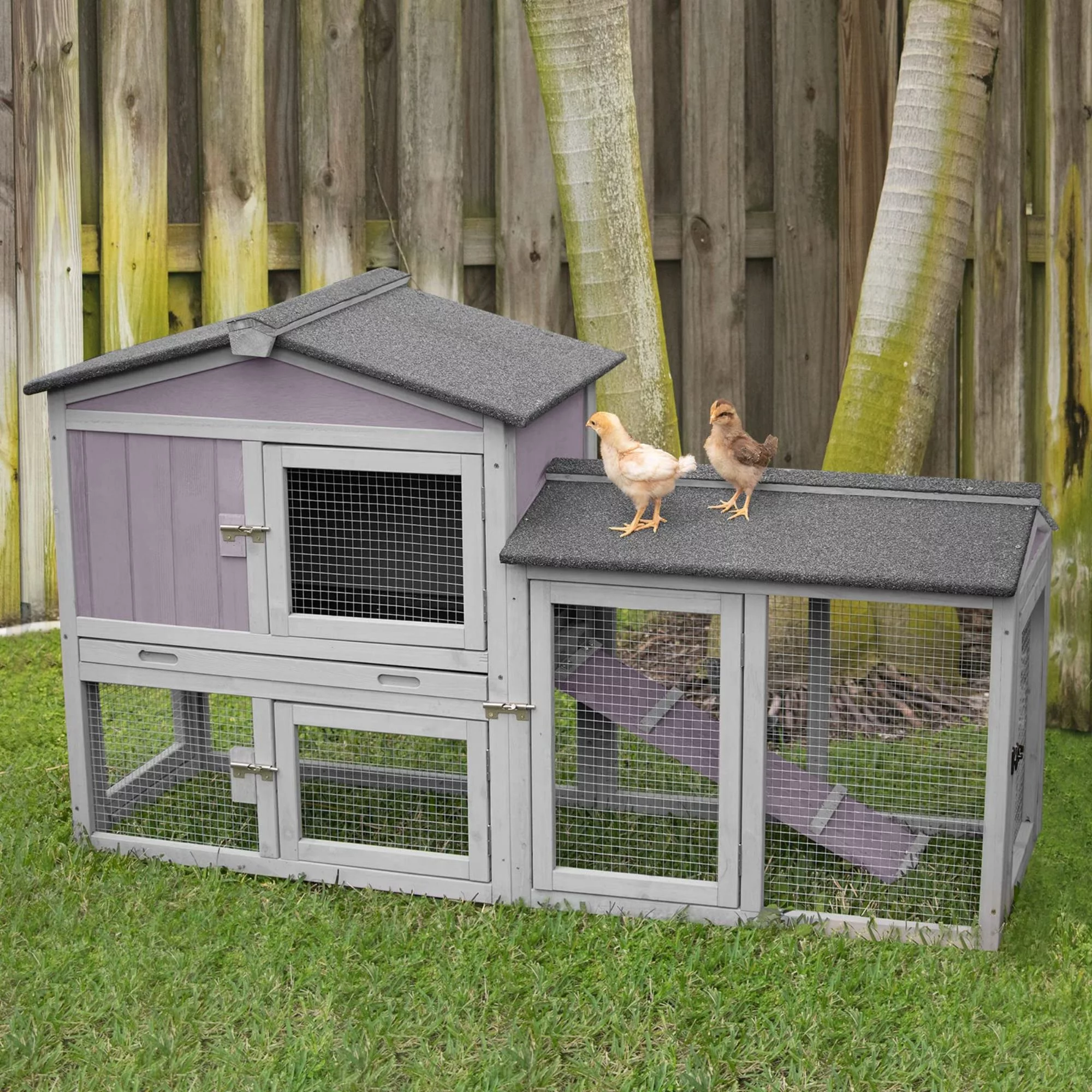 Morgete Chicken Coop for 1-2 Chickens Rabbit Hutch Outdoor Indoor Bunny Cage Chicken House