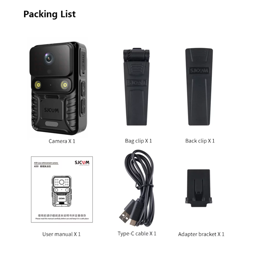 SJCAM A50 4K Wearable Body WiFi Sports 12MP IP65 Waterproof with 2.0 IPS Touch Panel Fill Supports Remote Control Track Record Motion Detection Separate Audio Recording