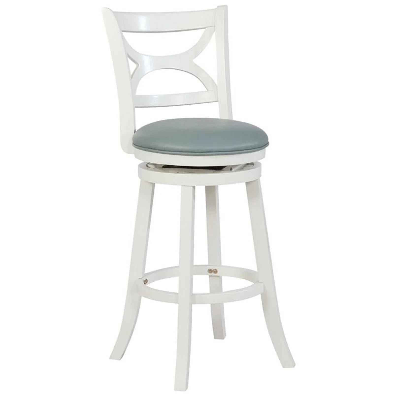 Home Square 3 Piece Swivel Wood Bar Stool Set with PU Seat in Cream