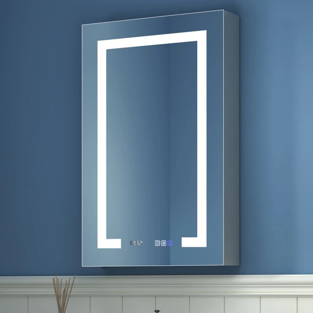 ExBrite Bathroom Light Narrow Medicine Cabinets with Vanity Mirror Recessed or Surface 20 x 32 Inch