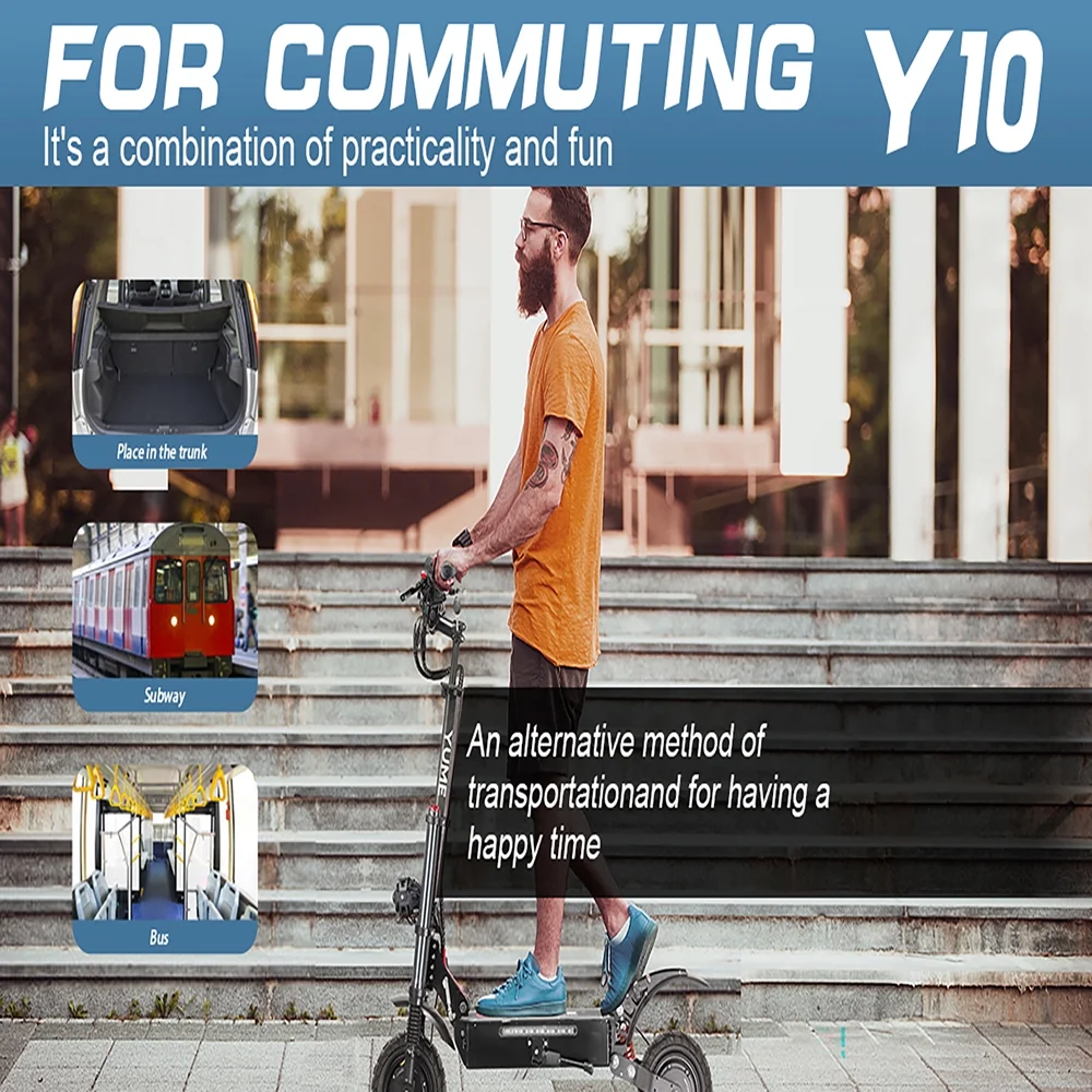 YUME Scooter Y10 Adult Electric Scooter Double Suspensions Dual Motor 23.4AH Battery 52V 2400W 40 MPH 40 Miles Fast Sports Scooter 10