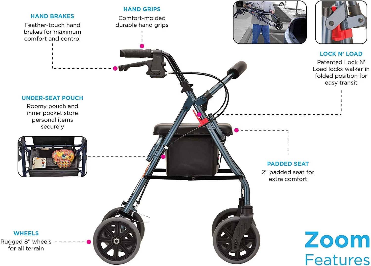 NOVA Medical Products Zoom Rollator Walker