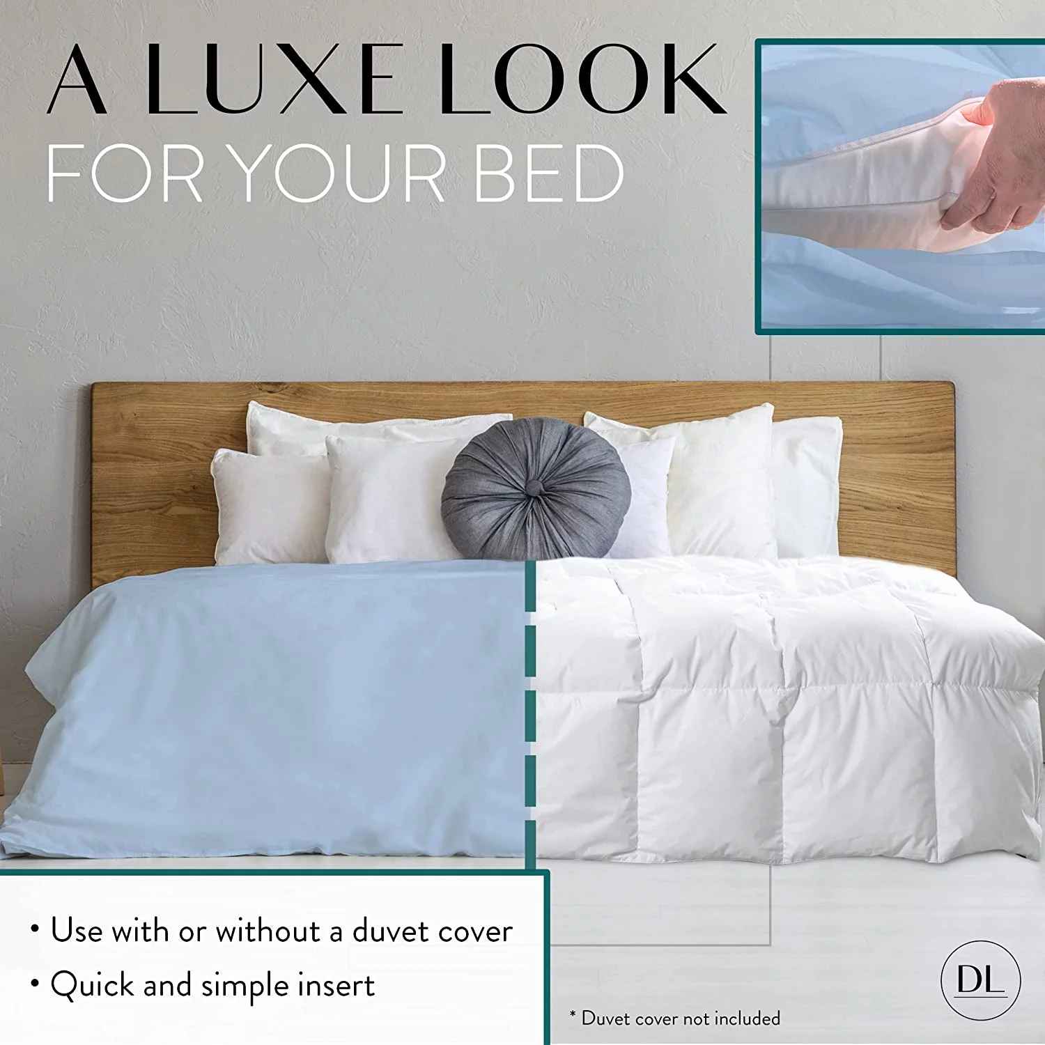 Danjor Linens Duvet Insert - Comforter for Full Size Bed - Microfiber, White﻿