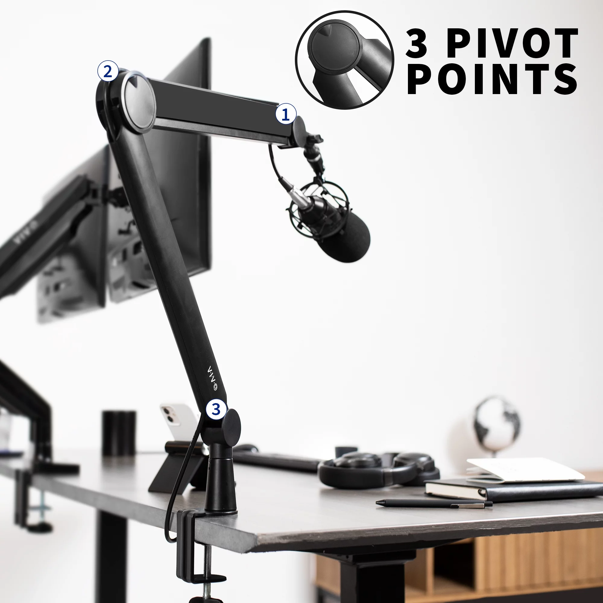 VIVO Premium Clamp-on Microphone Boom Arm Stand, Heavy Duty Desk Mount
