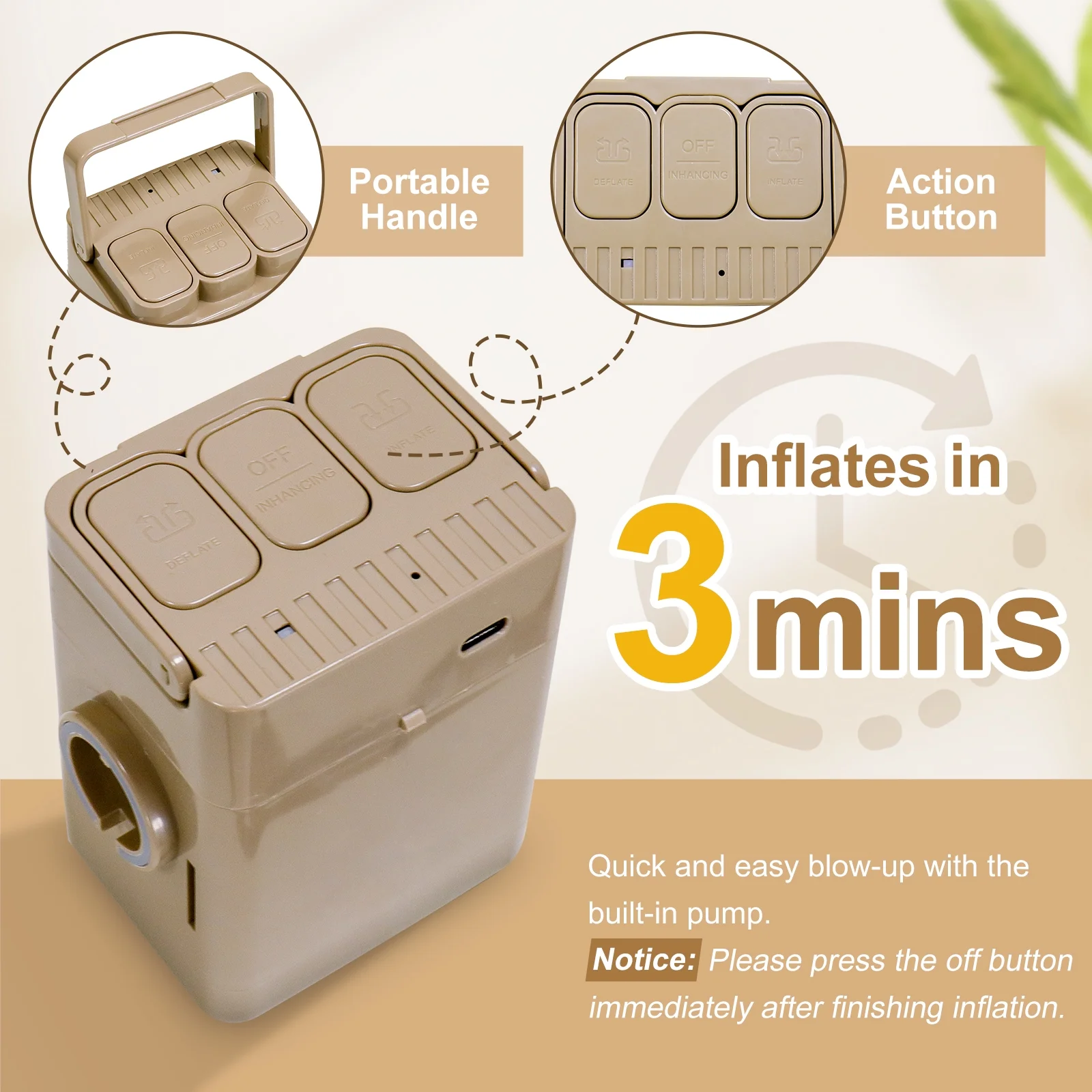 Inadays Twin Air Mattress with Built-In Pump Queen Blow Up Mattress 3 Mins Self Inflatable Air Bed Comfort Top Velvety Sleeping Surface for Guest Camping Home Portable Travel