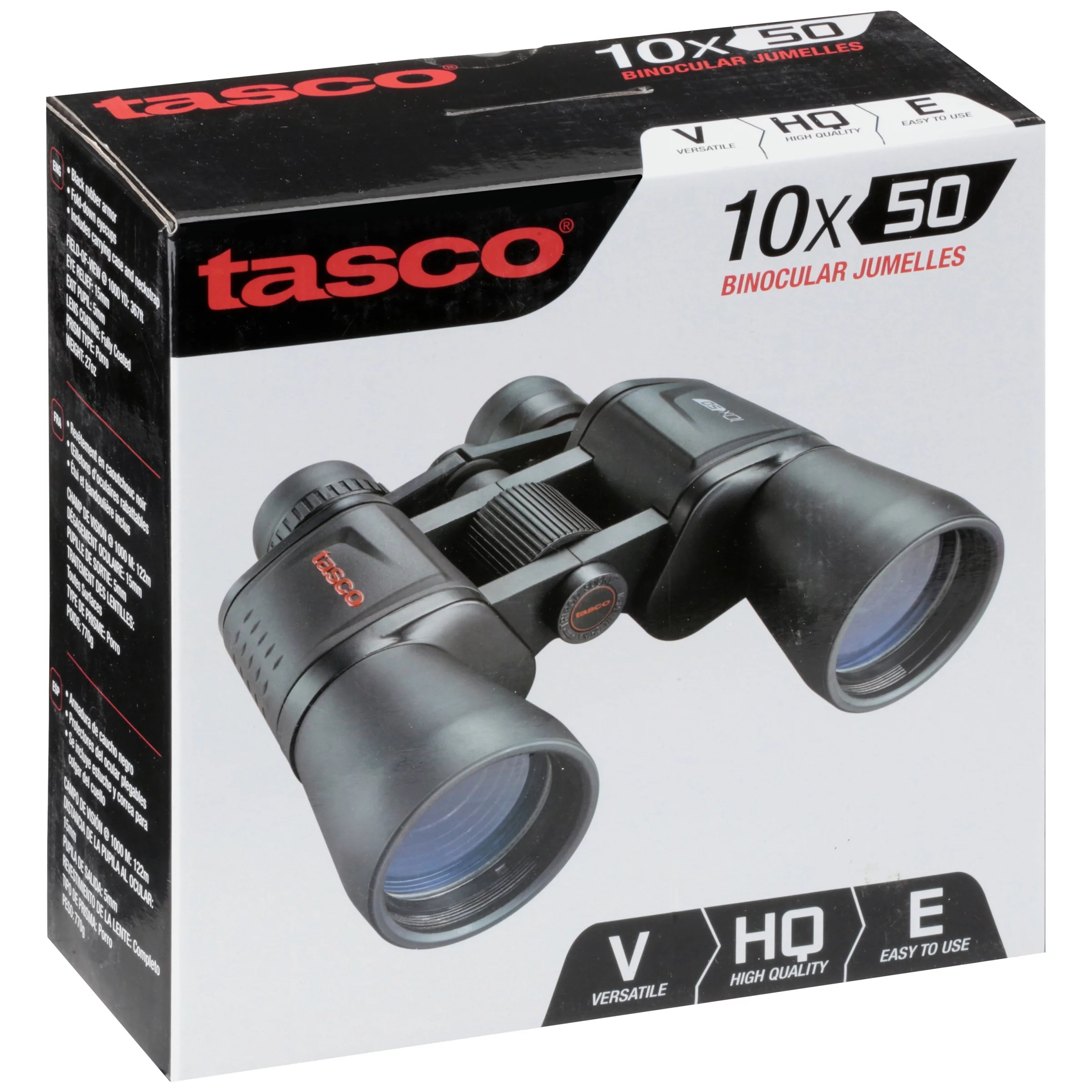 Tasco Essentials Binoculars 10x50mm, Porro Prism, Black, 170150