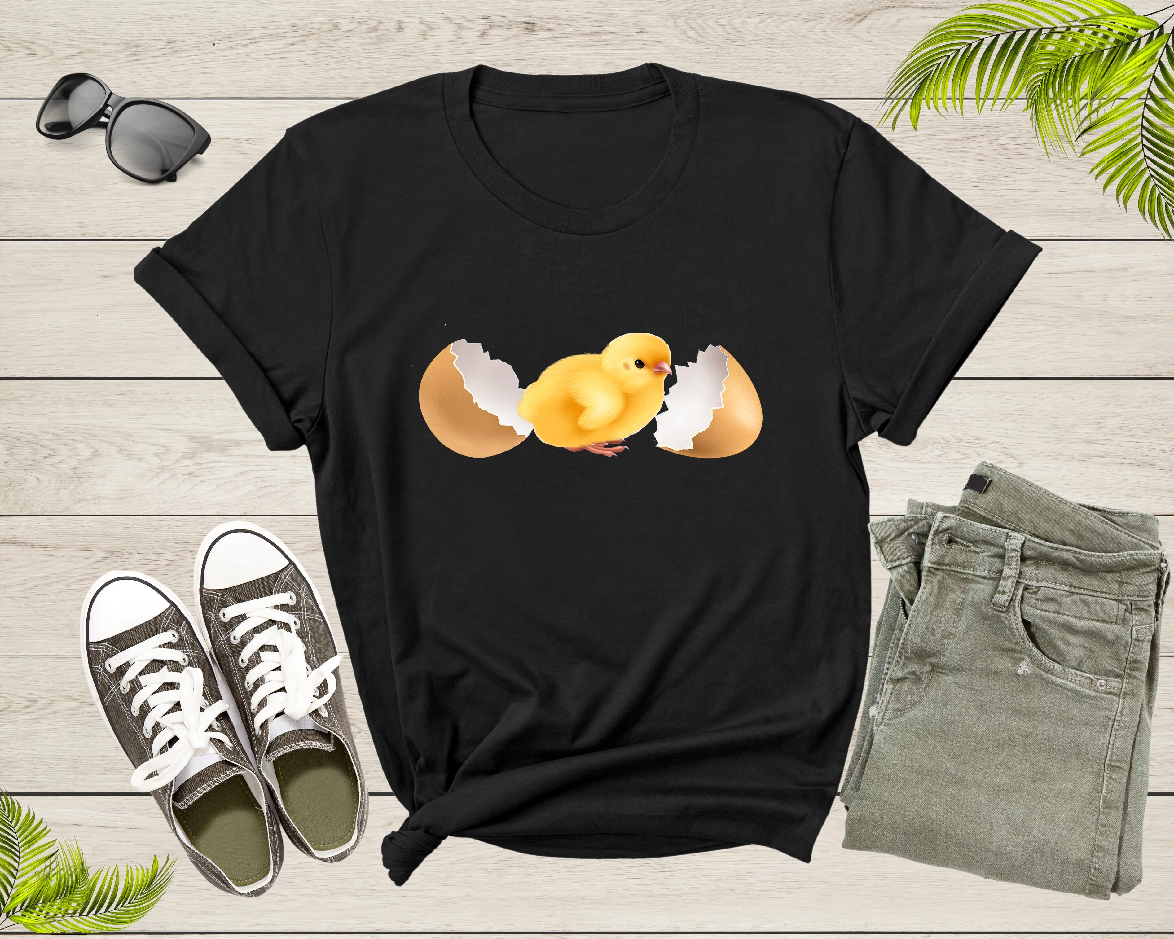 Cute Yellow Chick Chicken Hatched Egg Teen Men Women Kids T-Shirt Chicken Lover Gift T Shirt for Men Women Kids Boys Girls Graphic Tshirt