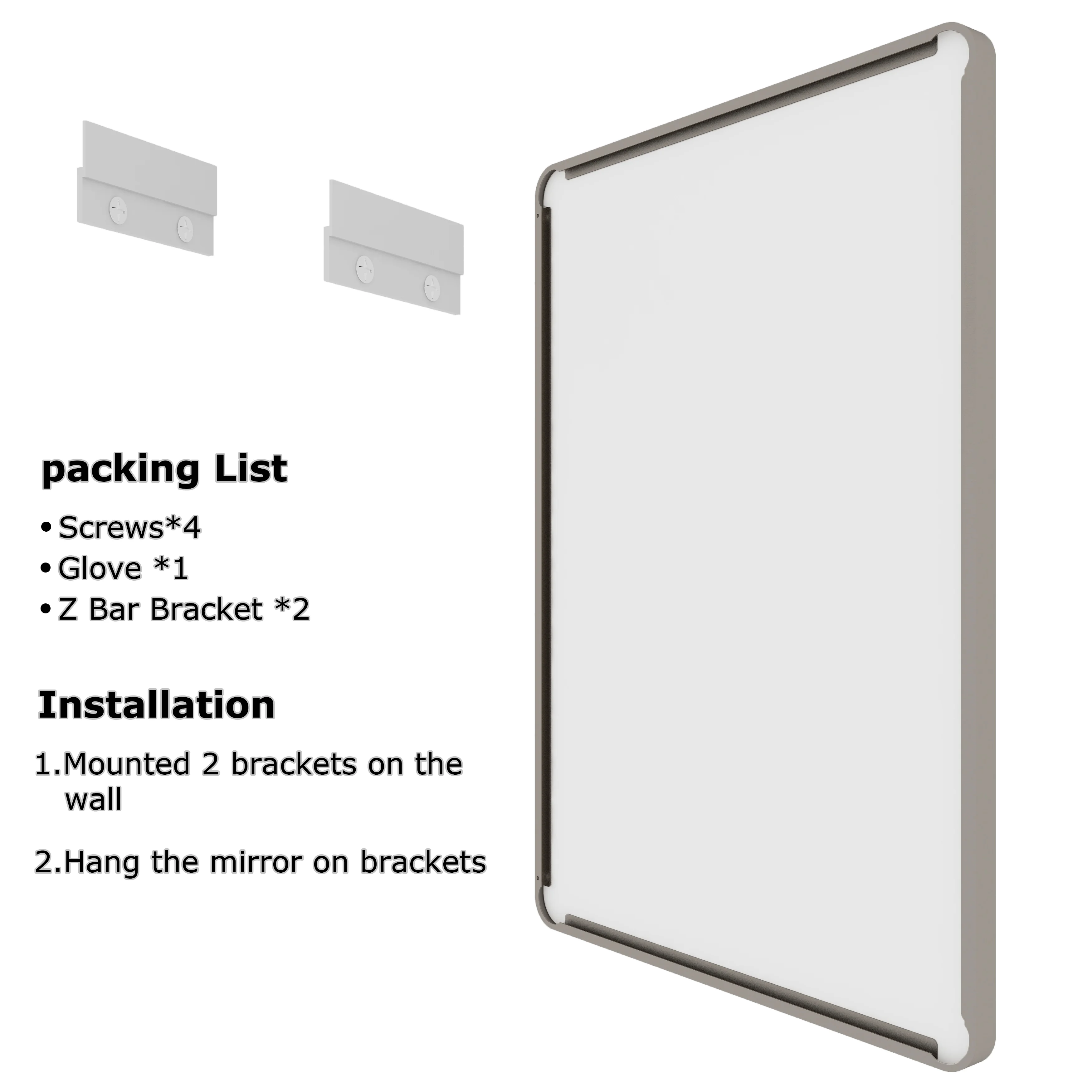 36 in. W x 24 in. H Rectangular Framed Wall Mounted Bathroom Vanity Mirror in Brushed Nickel
