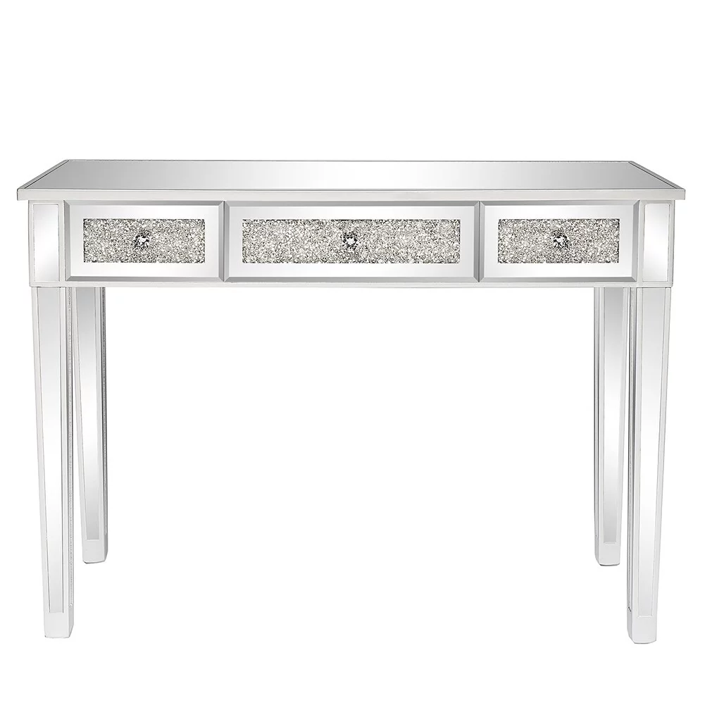 LivEditor Modern Functional Computer Table with Three Drawers, Silver