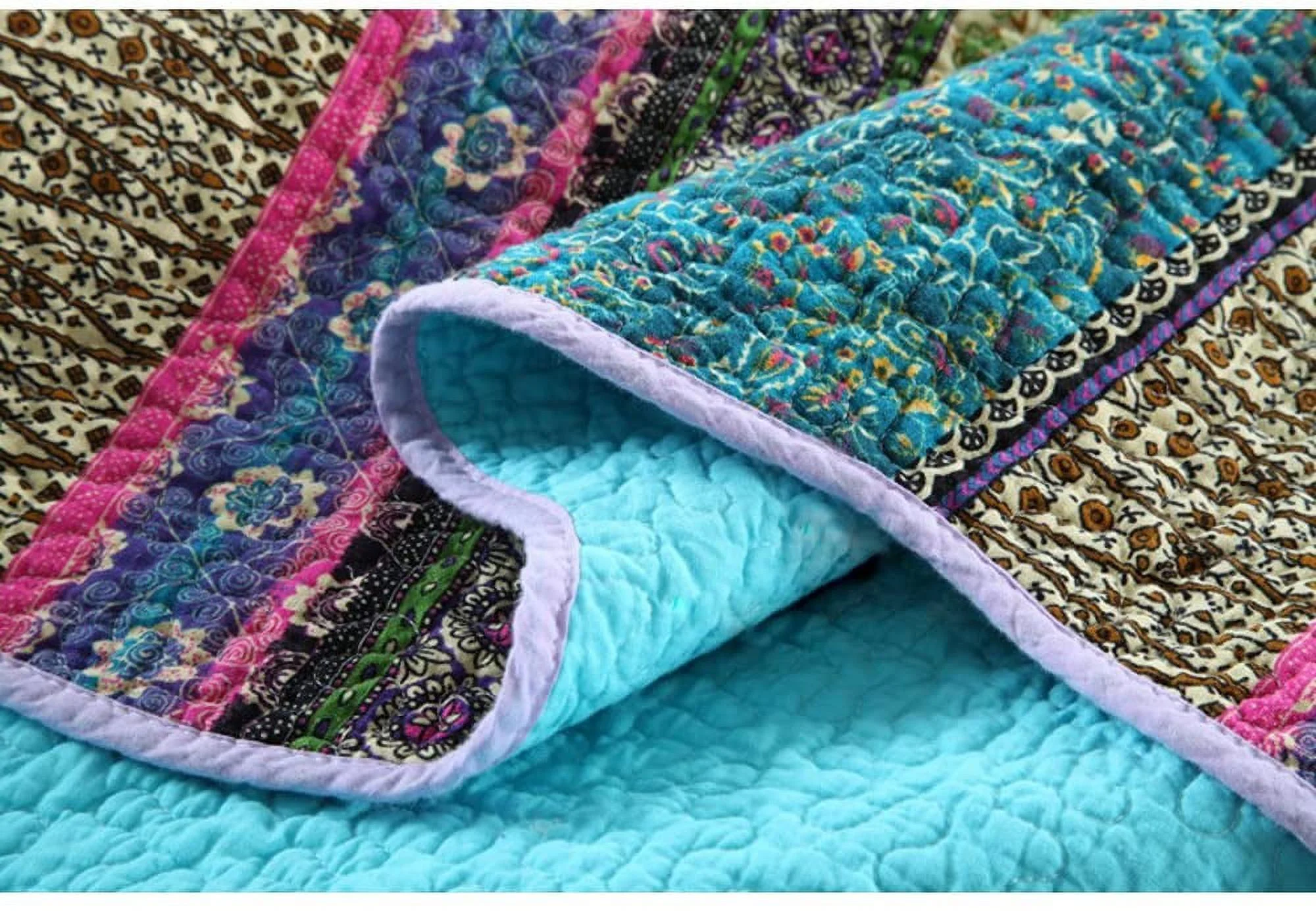 NEWLAKE Striped Jacquard Style Cotton 3-Piece Patchwork Bedspread Quilt Sets  King Size