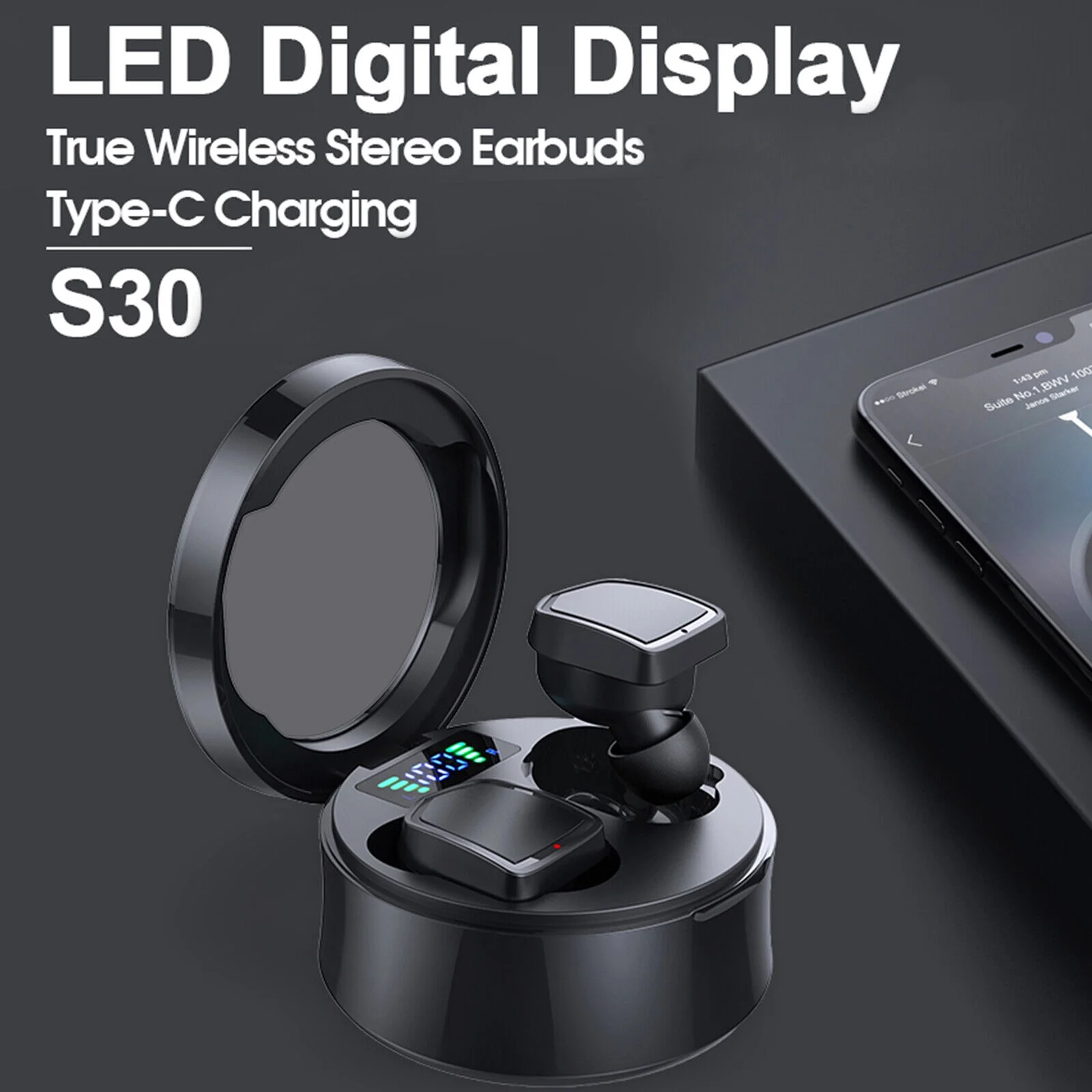 Bluetooth 5.0 Earbuds for iPhone Samsung Android Wireless Earphones Waterproof