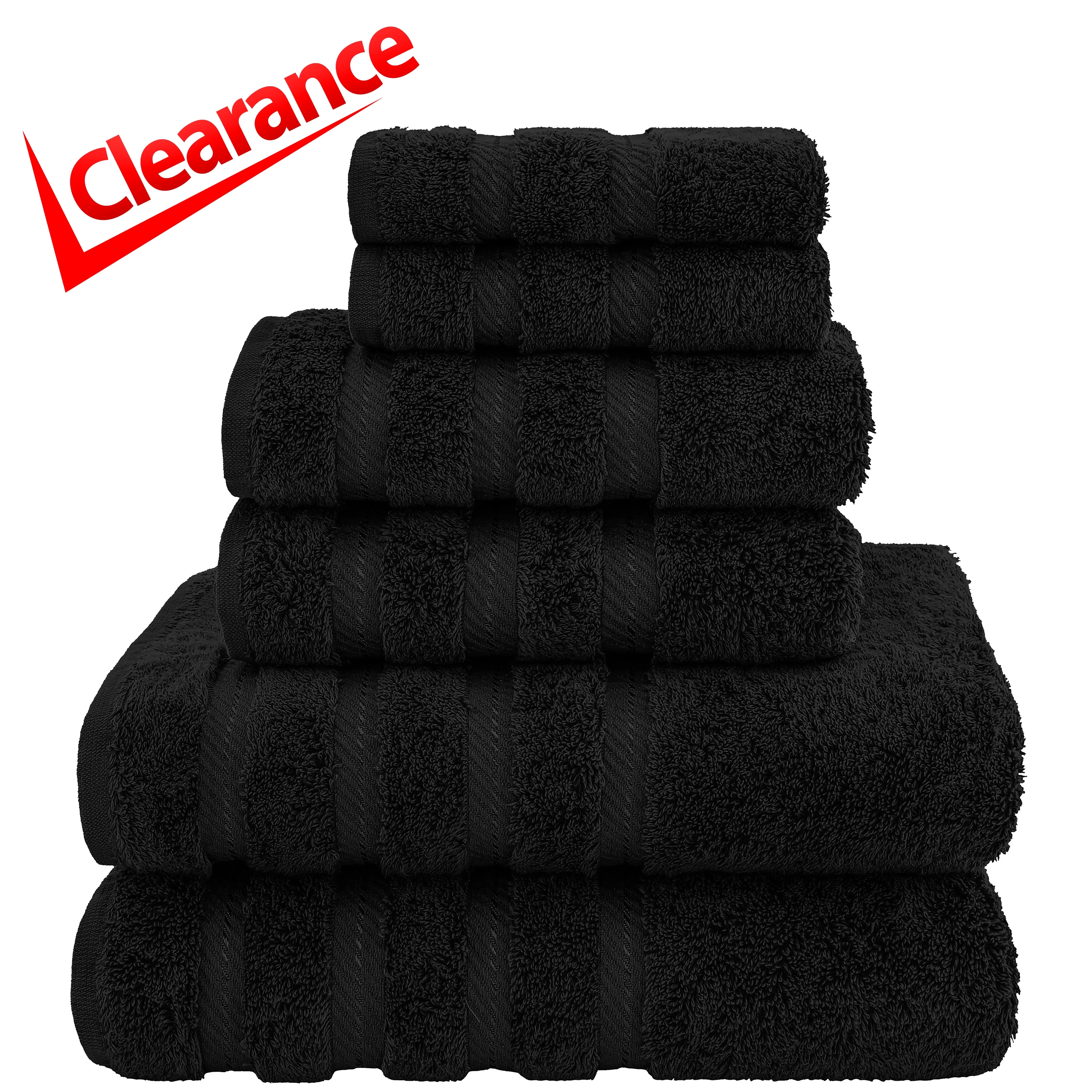 American Soft Linen Black Towel Set 100% Turkish Cotton Towels for Bathroom 6 Piece