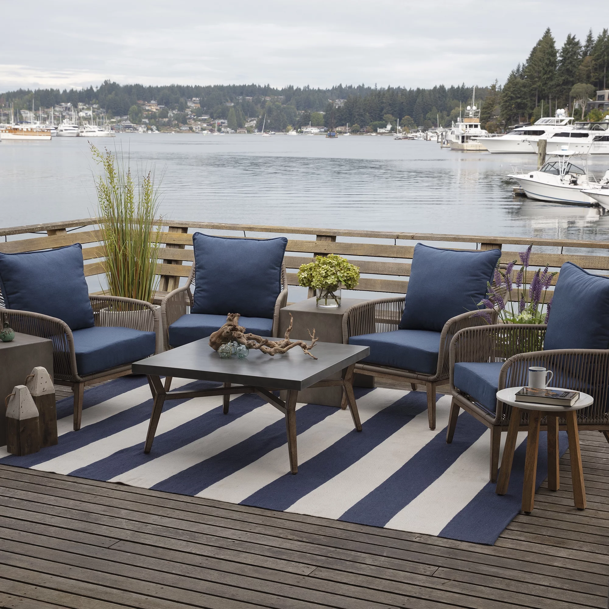 Arden Selections Oceantex Outdoor Deep Seating Cushion Set 24 x 24, Ocean Blue