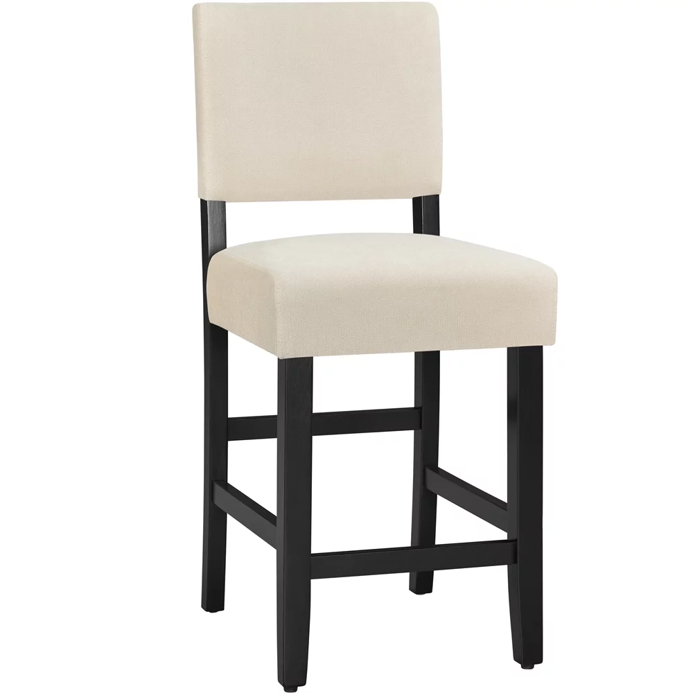 Yaheetech 24.6'' H Set of 2 Upholstered Faux Leather Bar Stool, Beige