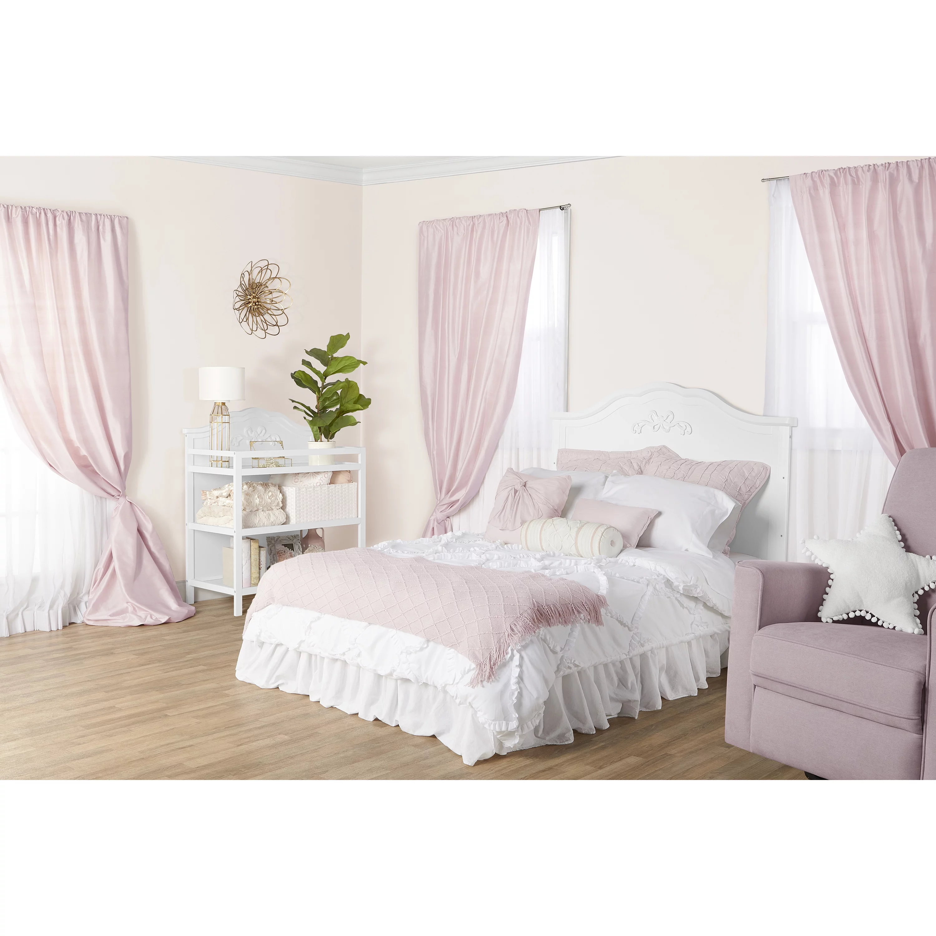 Dream On Me Jasmine 4-in-1 Convertible Crib, New Zealand Pinewood, Greenguard Gold, White