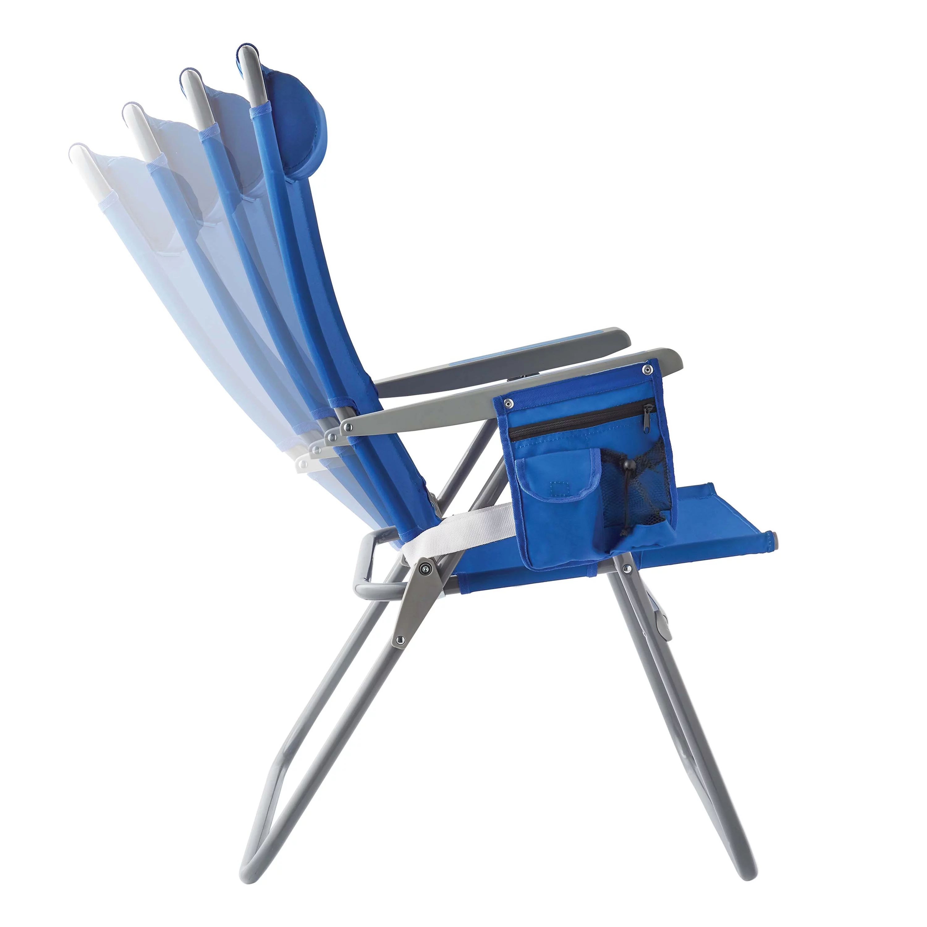 Mainstays Reclining Oversize Folding Beach Chair, Blue