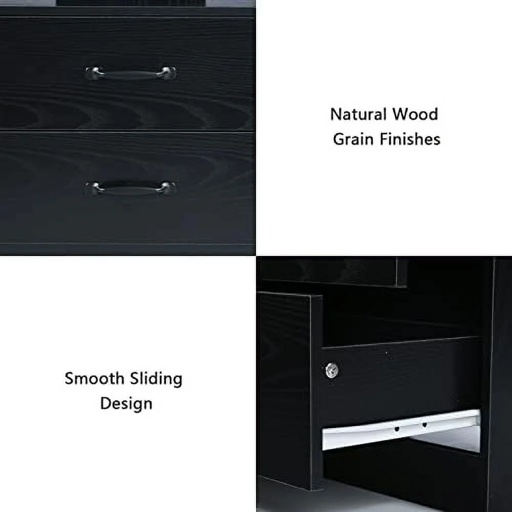 GEROBOOM LED Nightstand   Night Stands with Charging Station  White Nightstand with LED Light  Modern Nightstand with 2 Drawers  Night Stand with Large for Bedroom  Bedside Table for Livi