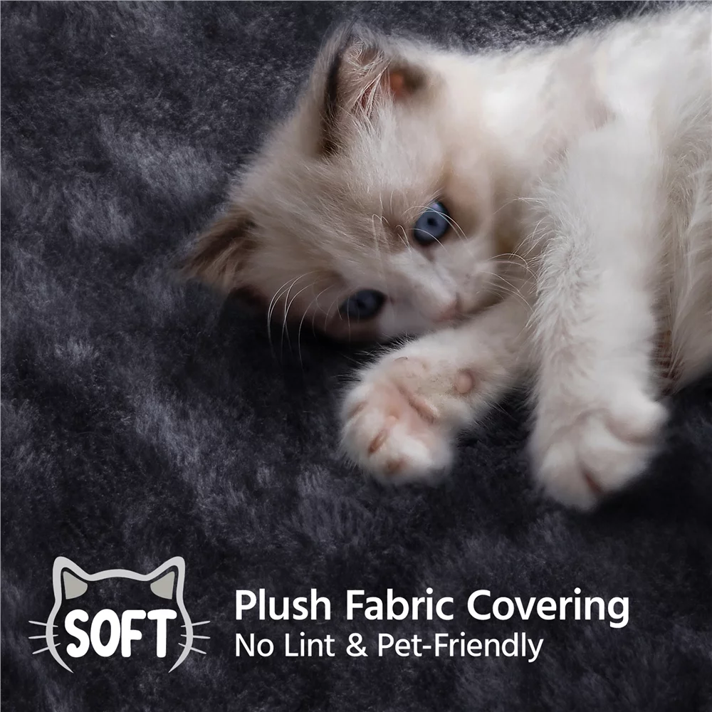 Easyfashion Professional Cat Tree Plush Tower with Basket for Small Kittens, Indoor, Black