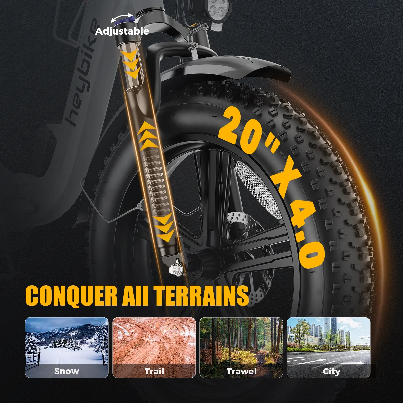 Heybike Ranger Electric Bike for Adults, 500W Foldable Ebike with 48V 15Ah Removable Battery, 20