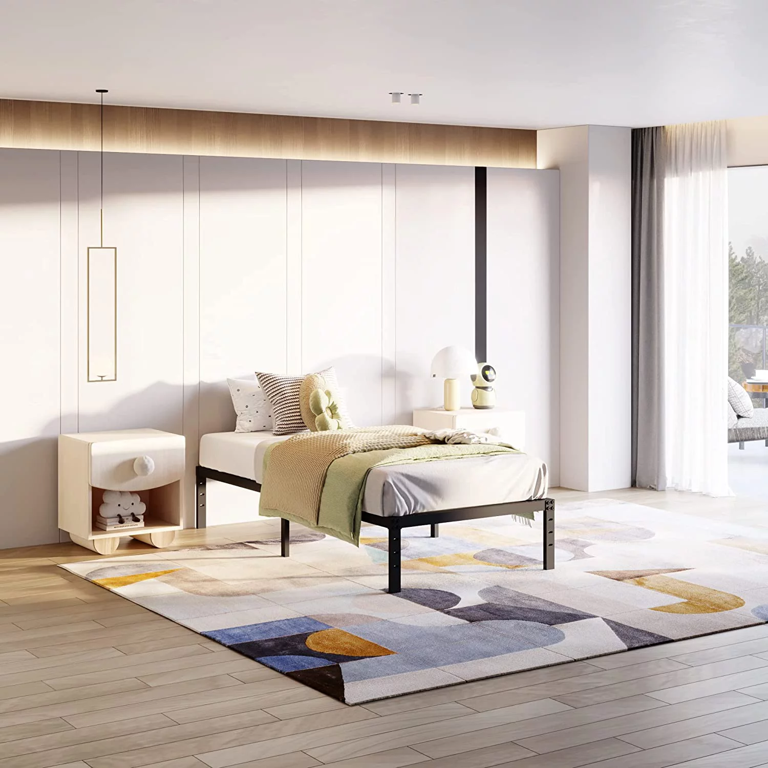 XMhongsong 14 Inch Twin Size Bed Frame No Box Spring Needed  Heavy Duty Metal Platform Bed Frame  Easy Assembly  Noise Free  Black