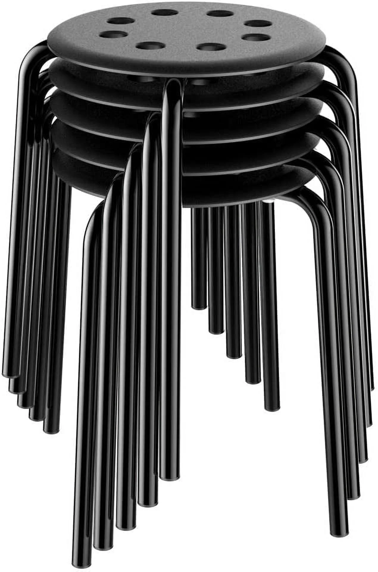 5PCS Metal Stack Nesting Stools with Padded Seats Backless Student Stool for Classroom, Black