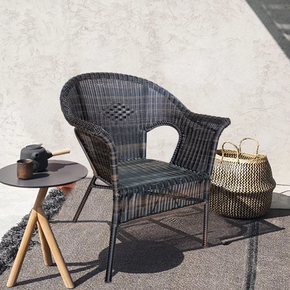 Dubbin Outdoor Wicker Stacking Dining Chair Rattan Indoor-Outdoor Restaurant Chair