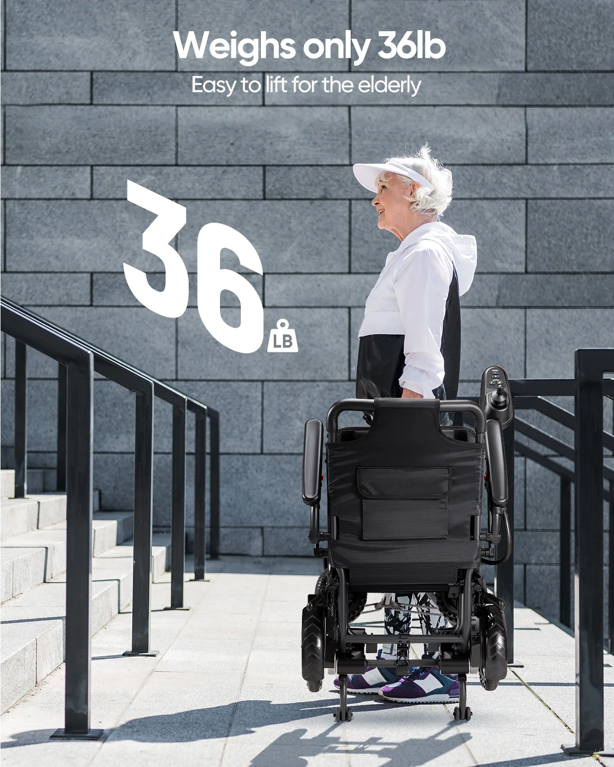 Furgle Electric Wheelchair Lightweight Folding Wheelchair for Adults Seniors Black