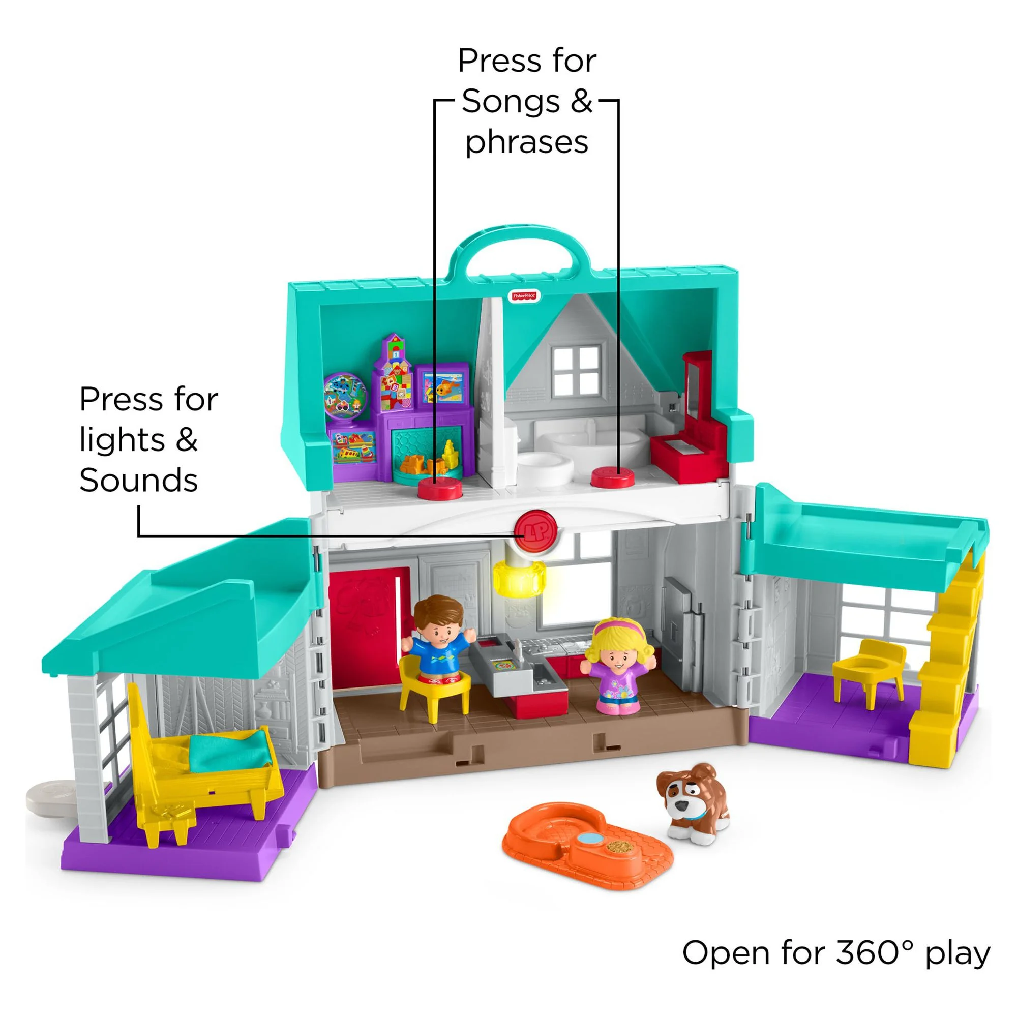 Fisher-Price Little People Toddler Playhouse, Big Helpers Home Electronic Playset, 7 Play Pieces