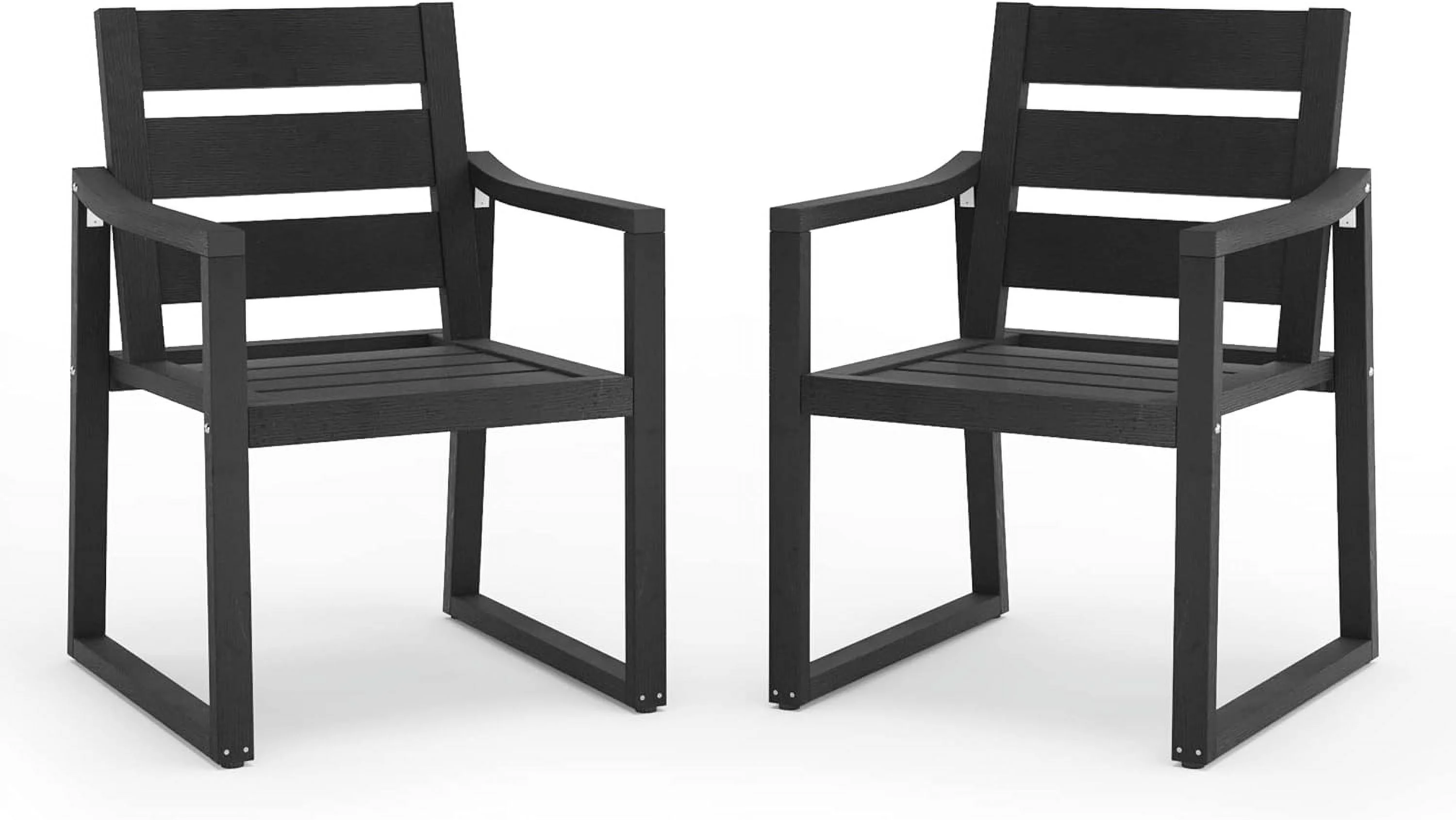 Dycanpo Outdoor Dining Chairs Set of 2, 350LBS, Patio Dining Chairs with Armrest, All Weather Outdoor Kitchen Chairs with Square Frame Legs for Outdoor Indoor, Lawn, Garden, Backyard, Black