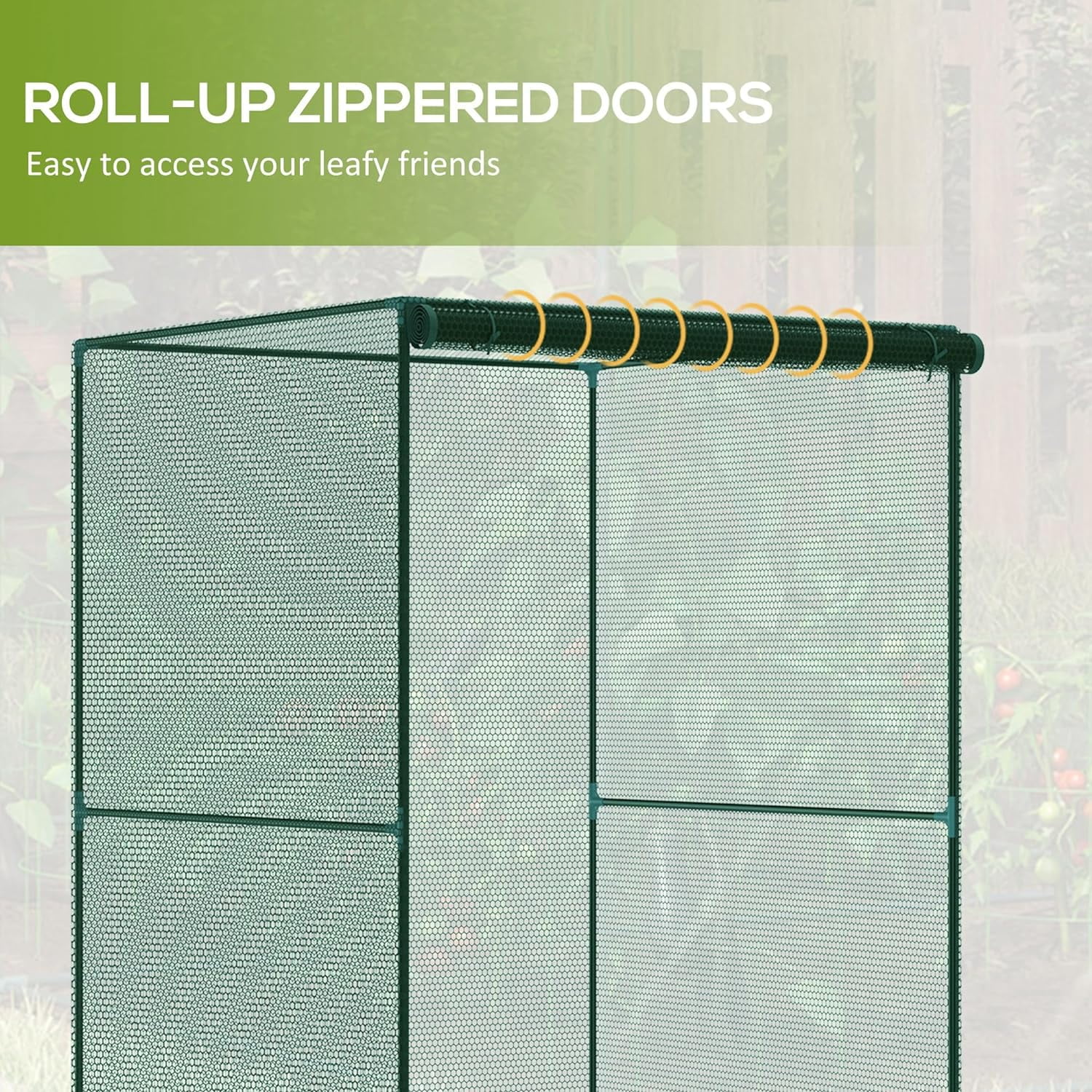 4' x 4' Crop Cage, Plant Protection Tent with Zippered Doors for Vegetable Garden, Backyard, Green