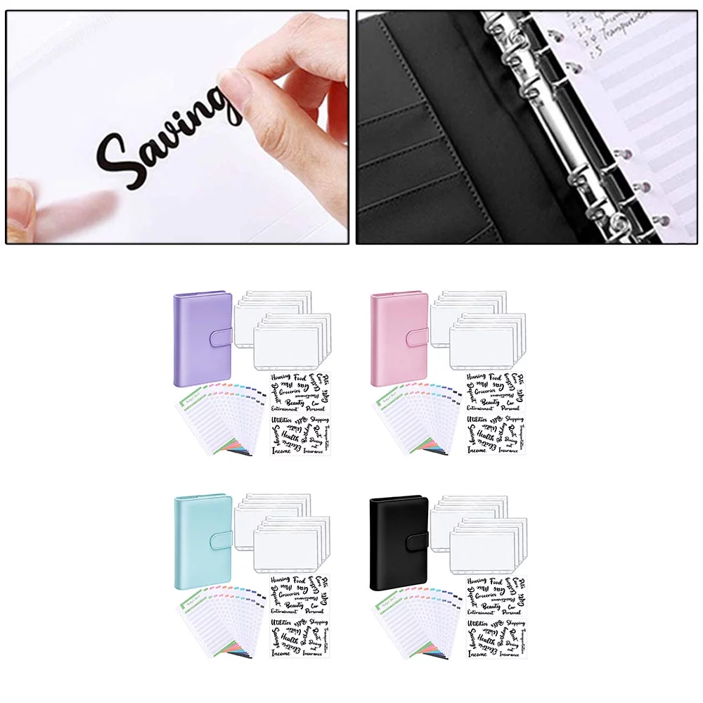 Giugt A6 Notebook Binder Budget Planner Organizer Cover Pockets Cash Wallet PU Leather