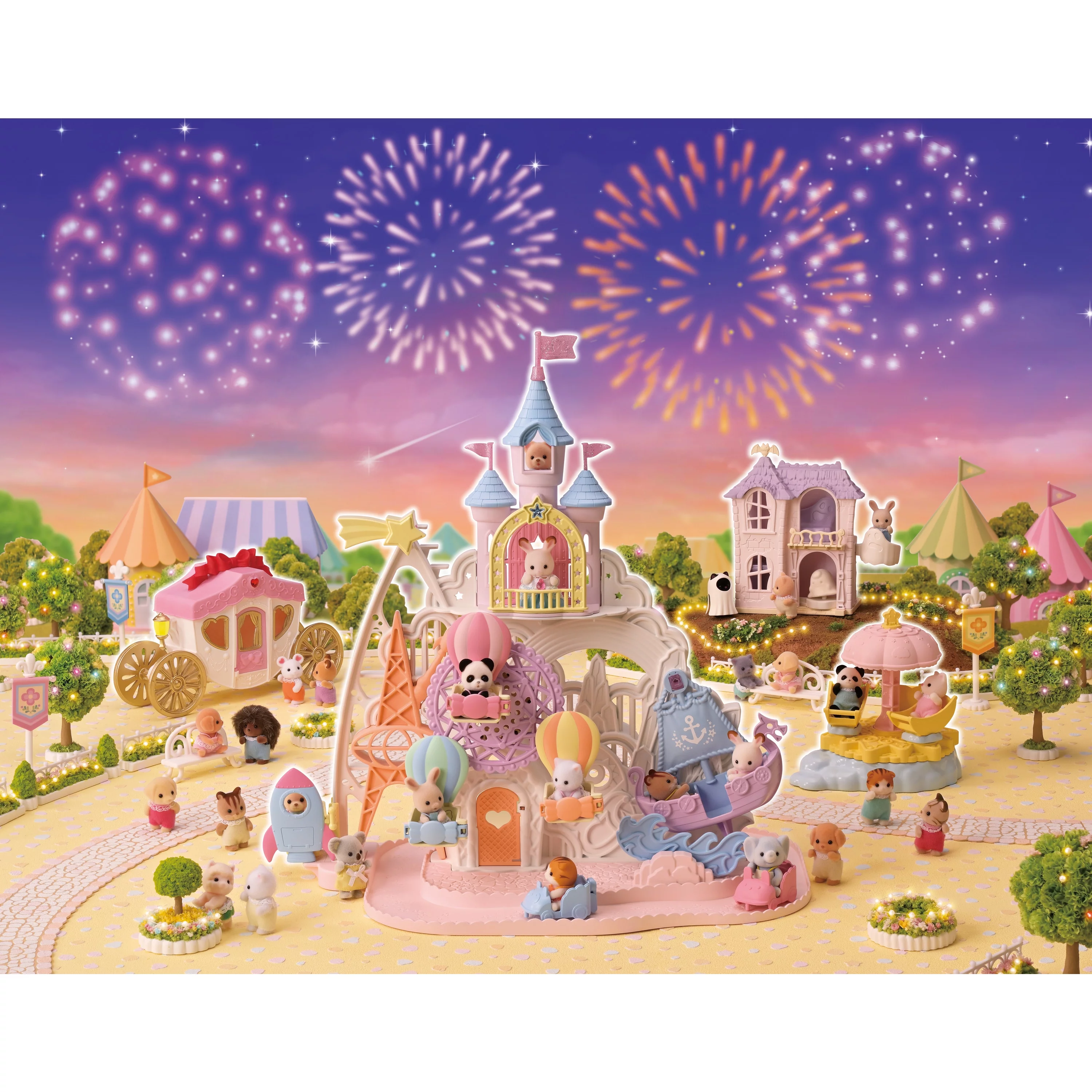 Calico Critters Baby Amusement Park, Dollhouse Playset with 3 Collectible Doll Figures