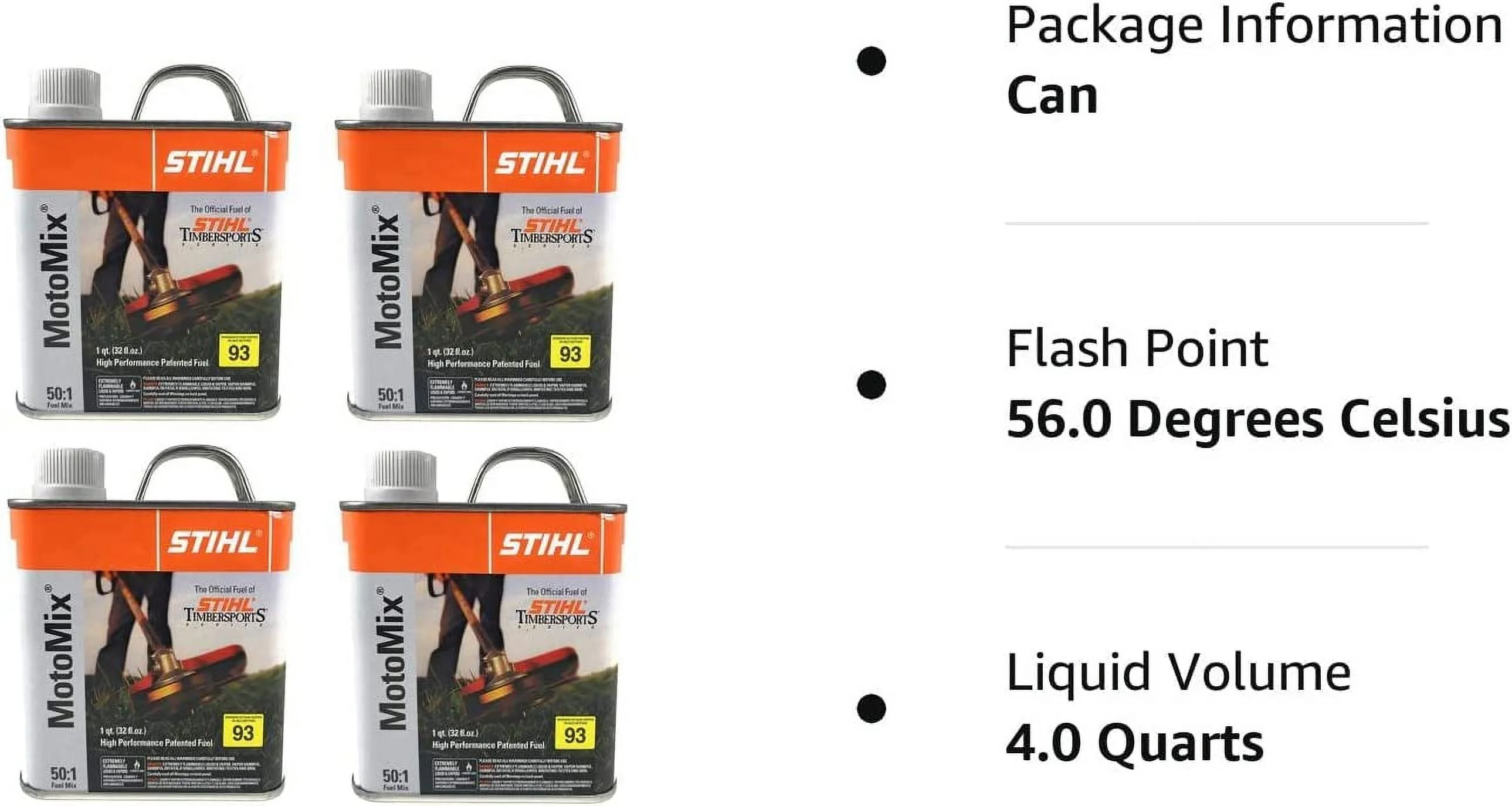 Stihl 7010 871 0203 Motomix 50:1 2 Cycle PreMix Fuel, Pack Of 4, Packaging May Vary